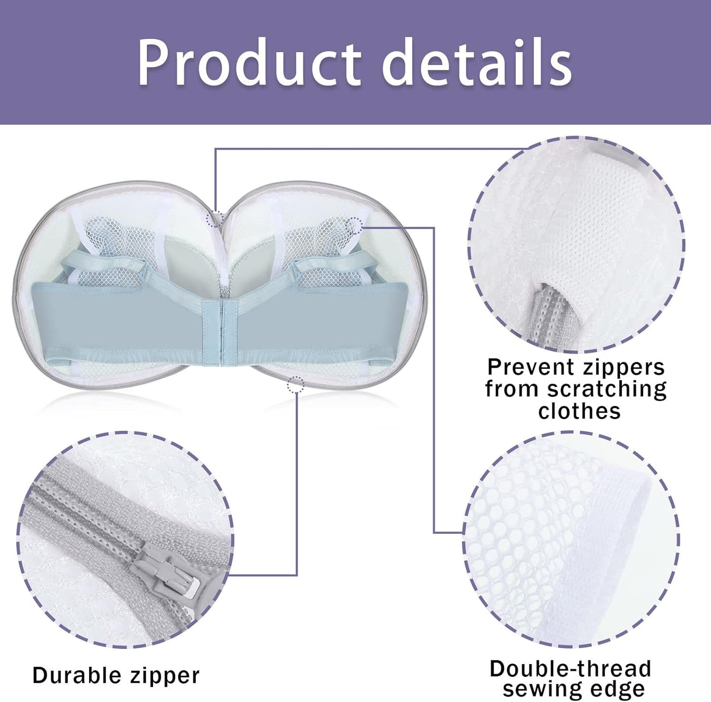 Shappy 6 Pieces Bra Washing Bag for Laundry Mesh Wash Lingerie Underwear Brassiere Washing Bags with Zipper for Women Laundry Storage(7.87 Inch,Gray)