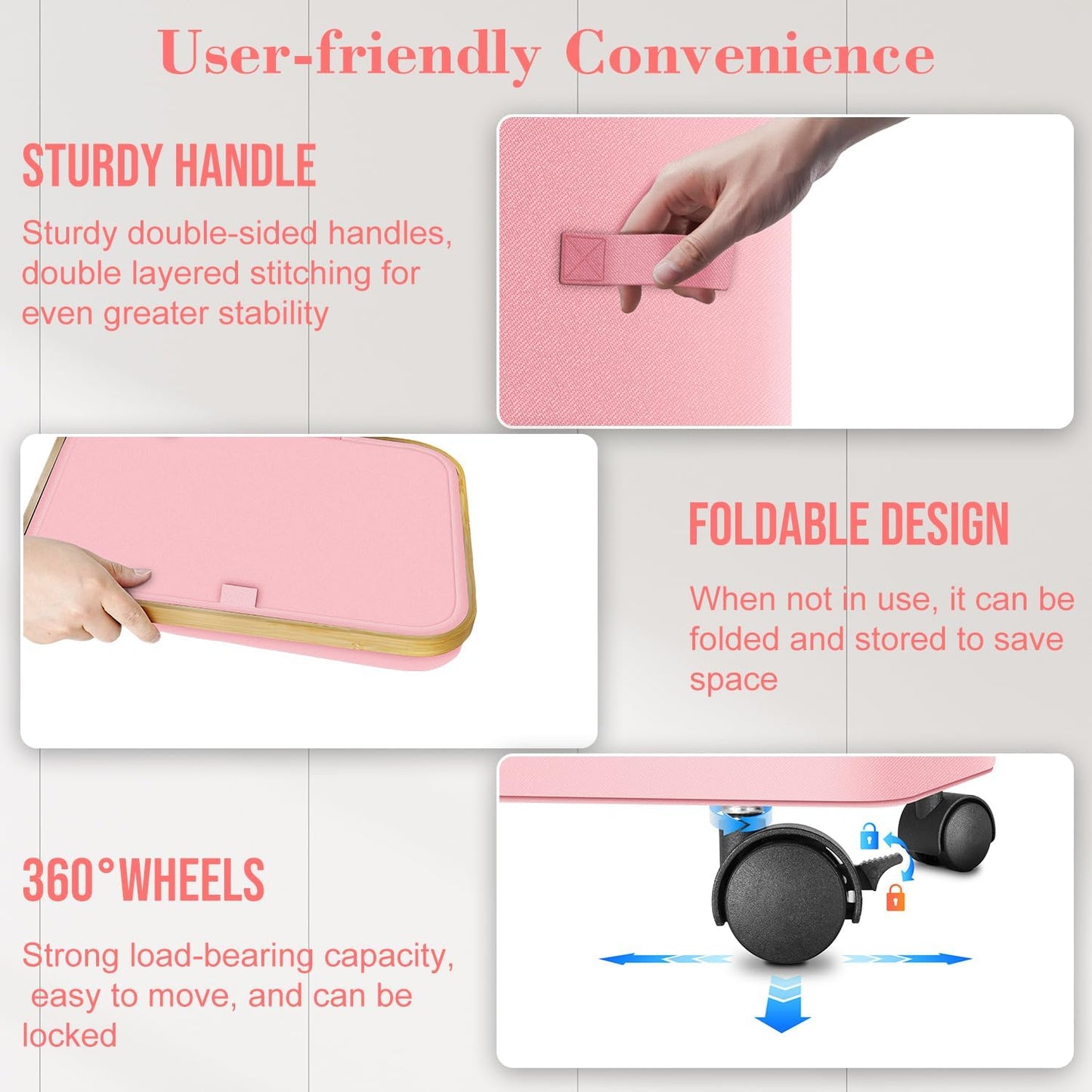 Laundry Hamper with Wheels,20 Gal (75L) Laundry Basket with lid Rolling Clothes Hamper Foldable Dirty Clothes Basket on wheels with Bamboo Frame and Bag for Bedroom, Dorm, Laundry Room-Pink