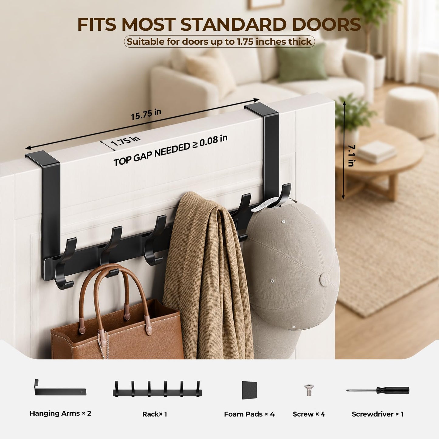 Optish Over The Door Hooks, Door Hanger Hooks for Hanging, Towel Racks for Bathroom with 12 Coat