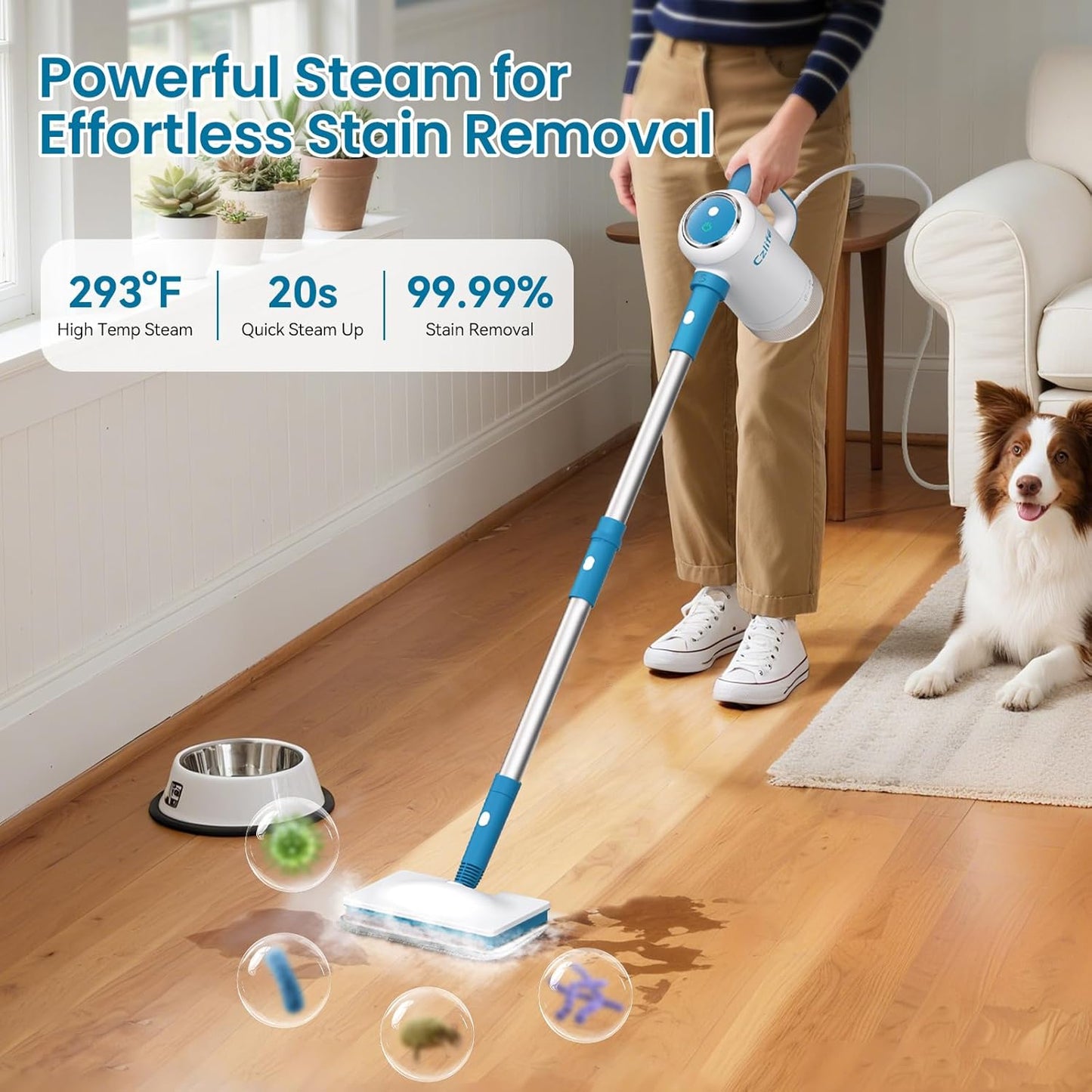 13-in-1 Steam Mop, Handheld Steam Cleaner for Home and Floor Cleaning, Floor Steamers for Hardwood and Tile with Attachments, Electric Mop for Grout Laminate Couch Clothes Carpet, Corded