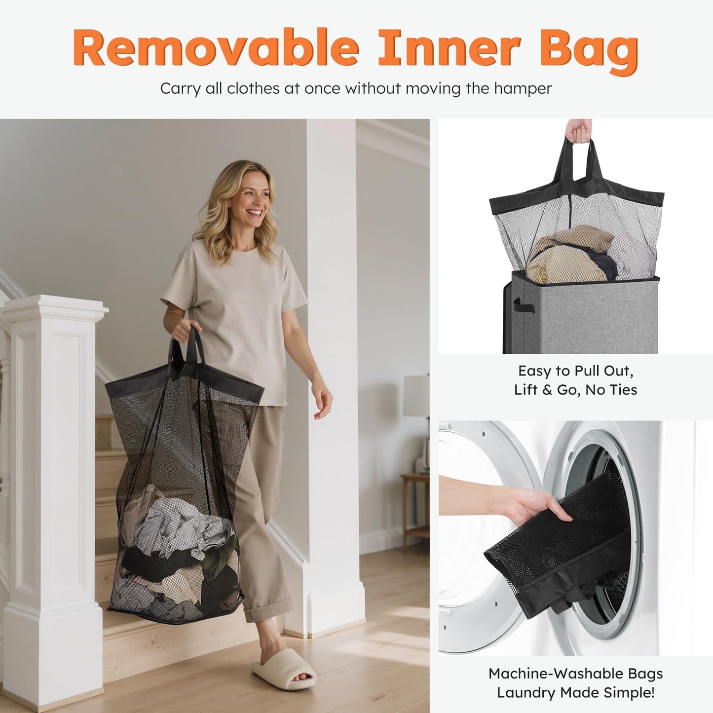 SOLEDI Laundry Hamper with Lid 100L Large & Tall Collapsible Laundry Basket, Clothes Hamper with