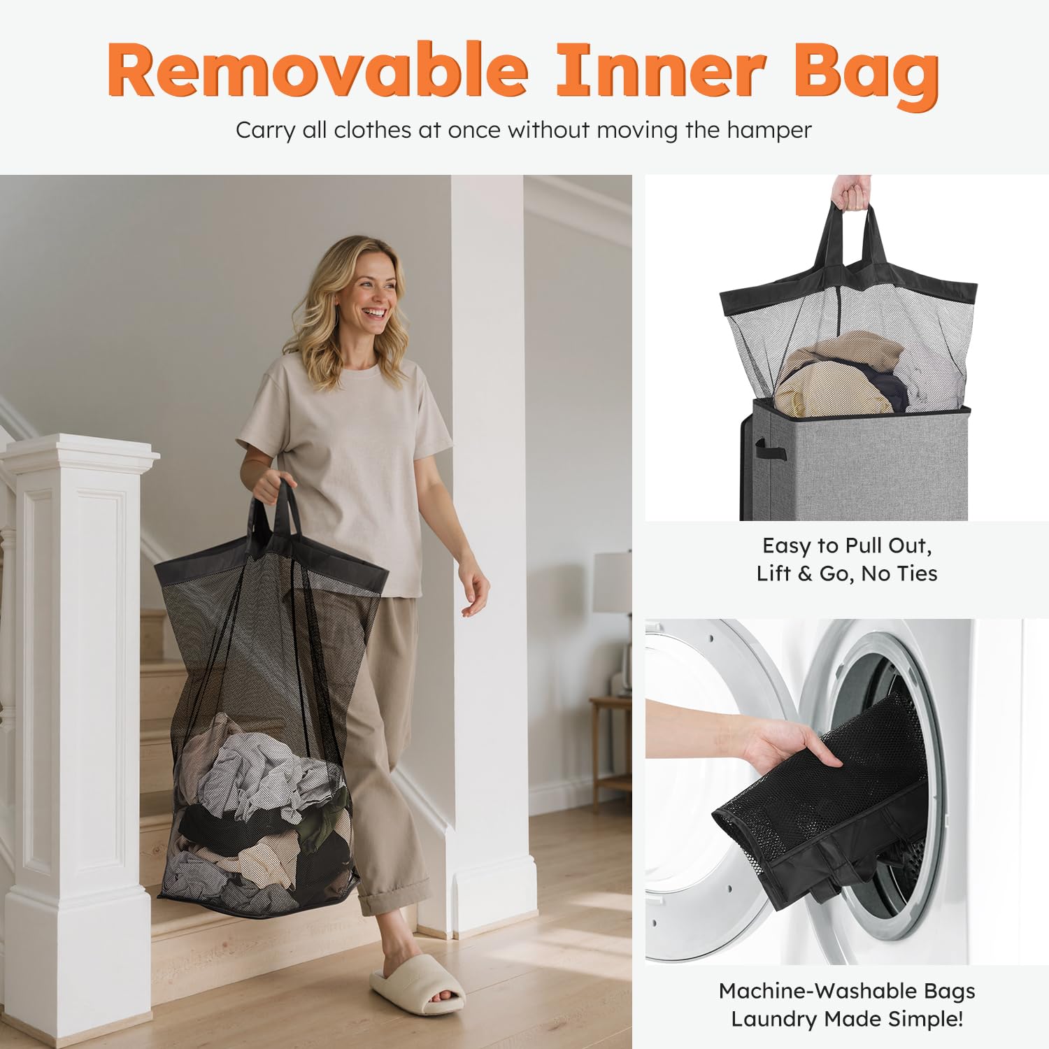 SOLEDI Laundry Hamper with Lid 100L Large & Tall Collapsible Laundry Basket, Clothes Hamper with