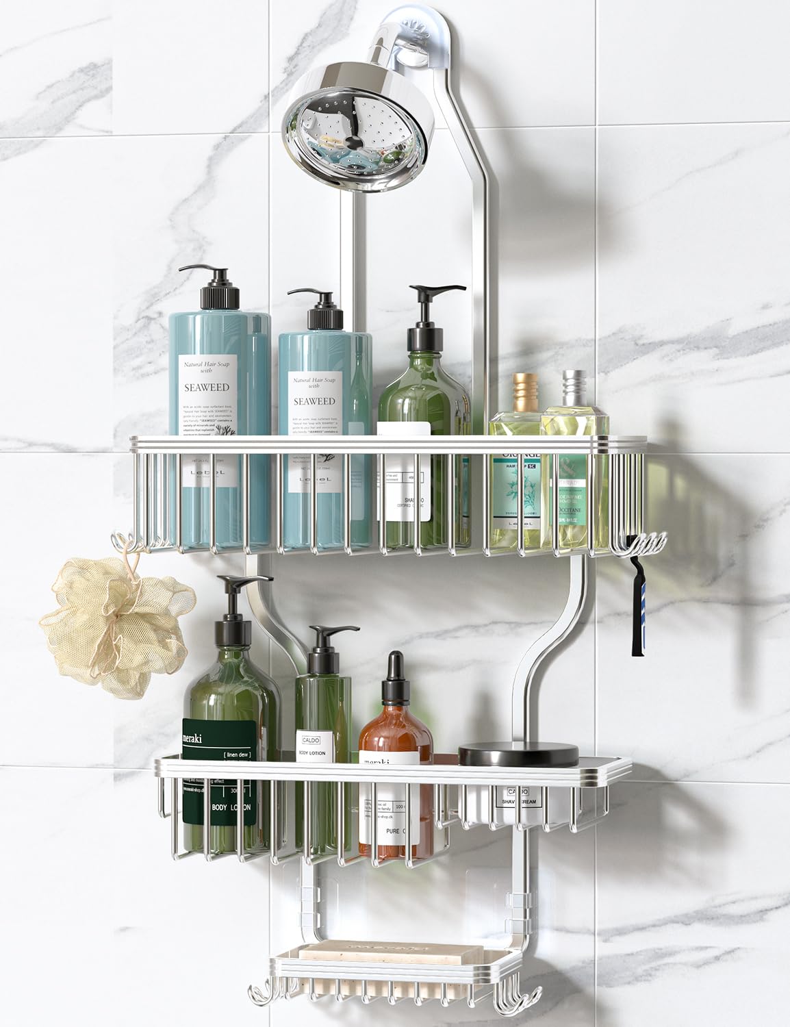 YASONIC Never Rust Shower Caddy Hanging, Aluminum Shower Racks for Inside Shower, 3-Tier Shower