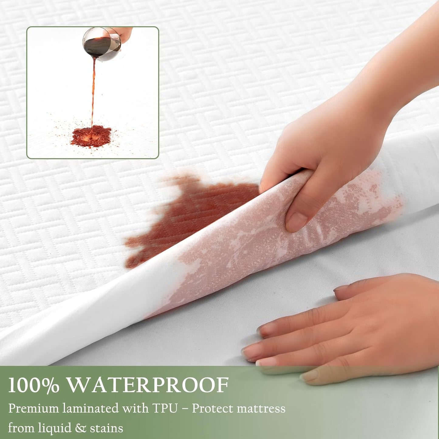 100% Waterproof California King Mattress Protector, Breathable Bamboo Rayon Mattress Cover with 8”-21” Deep Pocket, Noiseless Cool 3D Air Mattress Cover, Hypoallergenic & Odor Resistant