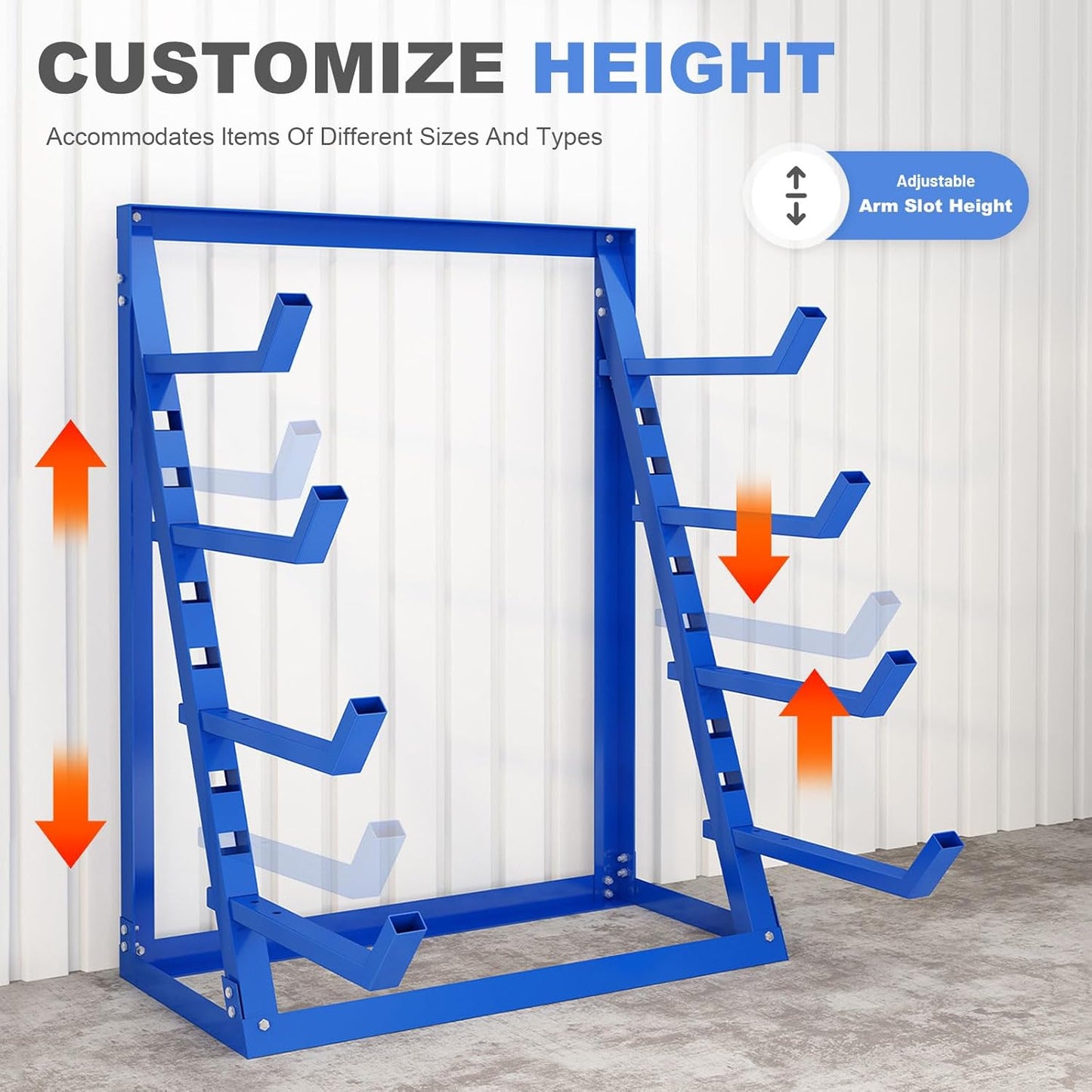 Steel Lumber & Pipe Storage Rack – Heavy Duty 4-Tier Horizontal Organizer Shelf for Garage, Workshop, Basement, 24"x48"x61"