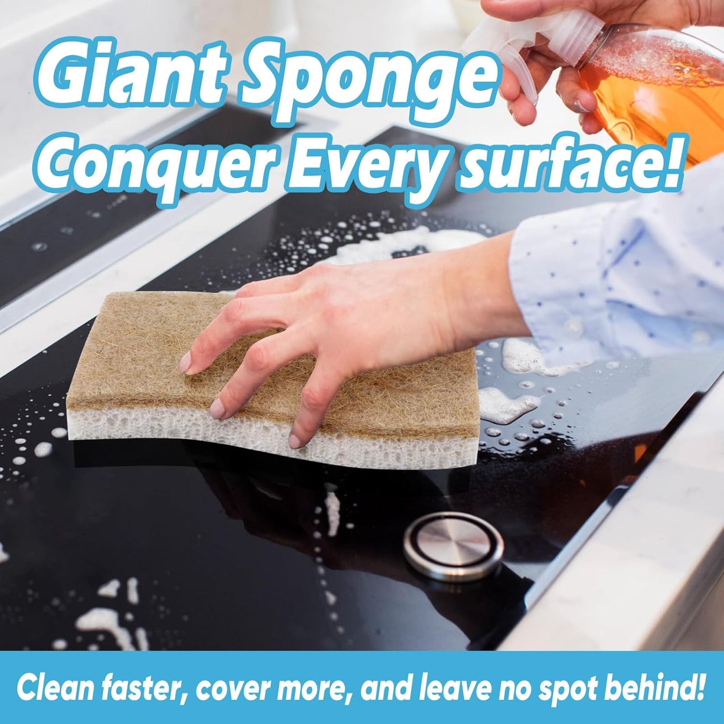 AIDEA XL Sponges Kitchen, 12Count, Non-Scratch Scrub Sponge, Large Natural Sponge for Non Stick Cookware, Cellulose Cleaning Sponge for Dishes, Kitchen, Bathroom, Household