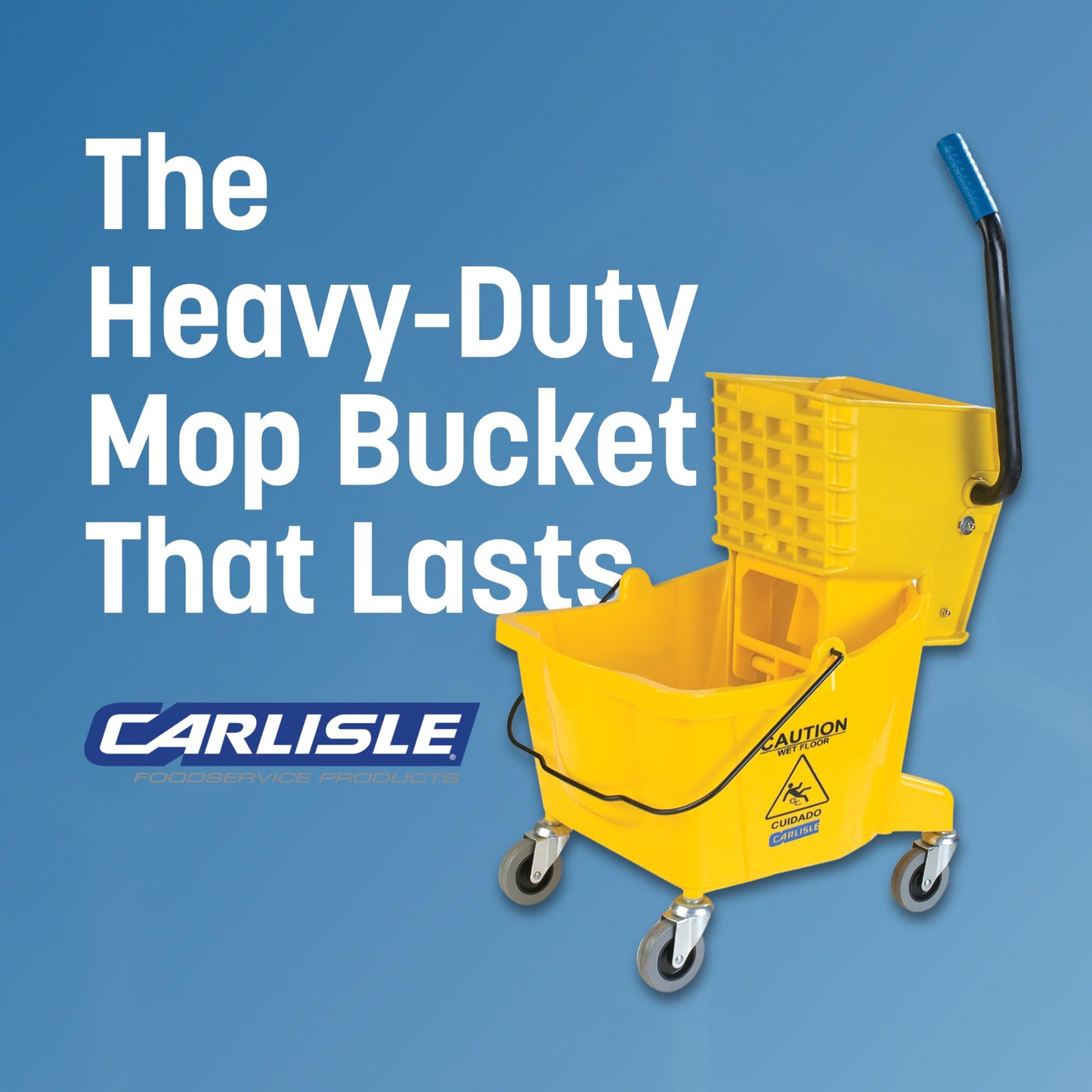 Carlisle FoodService Products 26 Qt Mop Bucket with Side Wringer, Yellow