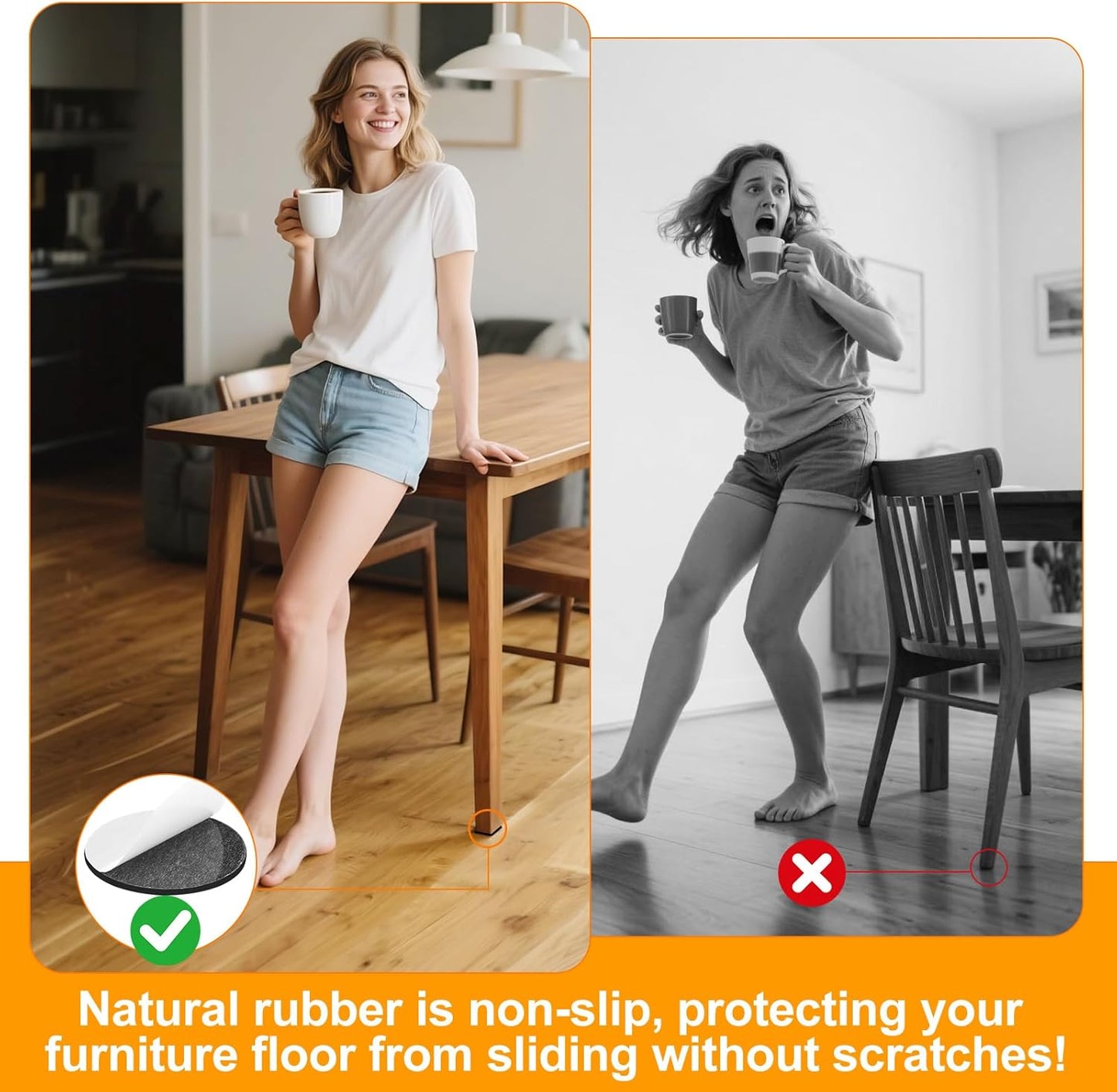 CHUNZEXI Non Slip Furniture Pads - 48 Premium Furniture Grippers Self Adhesive Rubber Furniture Feet, Anti Slide Furniture Hardwood Floor Protector for Keep Couch Stoppers (1 inch Round)