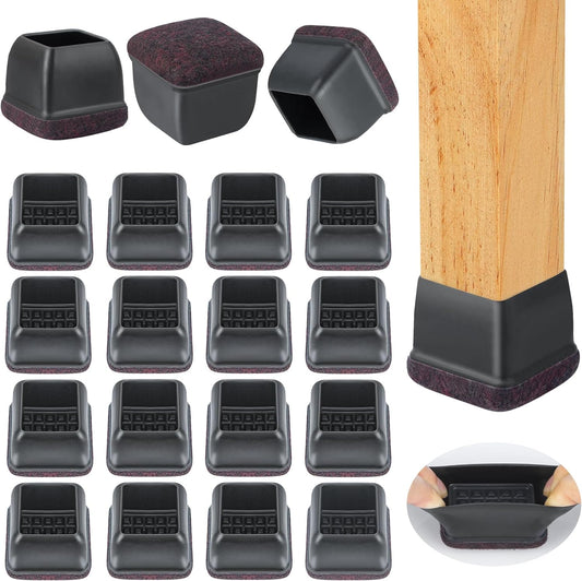 24 Pcs Extra Large Square Chair Leg Floor Protectors, Silicone Chair Leg Protectors for Hardwood Floors, High Elastic Chair Leg Caps, Protect Wooden Floors from Scratching (Fit: 1-2/5" - 1-4/5")