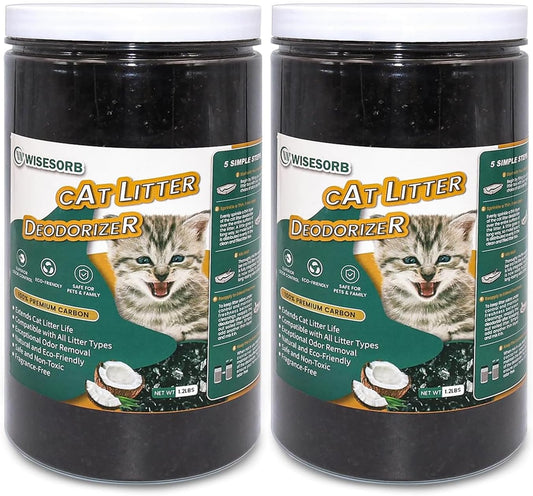 Cat Litter Deodorizer 2.4Lb Activated Carbon Litter Box Odor Eliminator Absorber Unscented Cat Litter Odor Control Room Deodorizer Solution for Homes with Pets