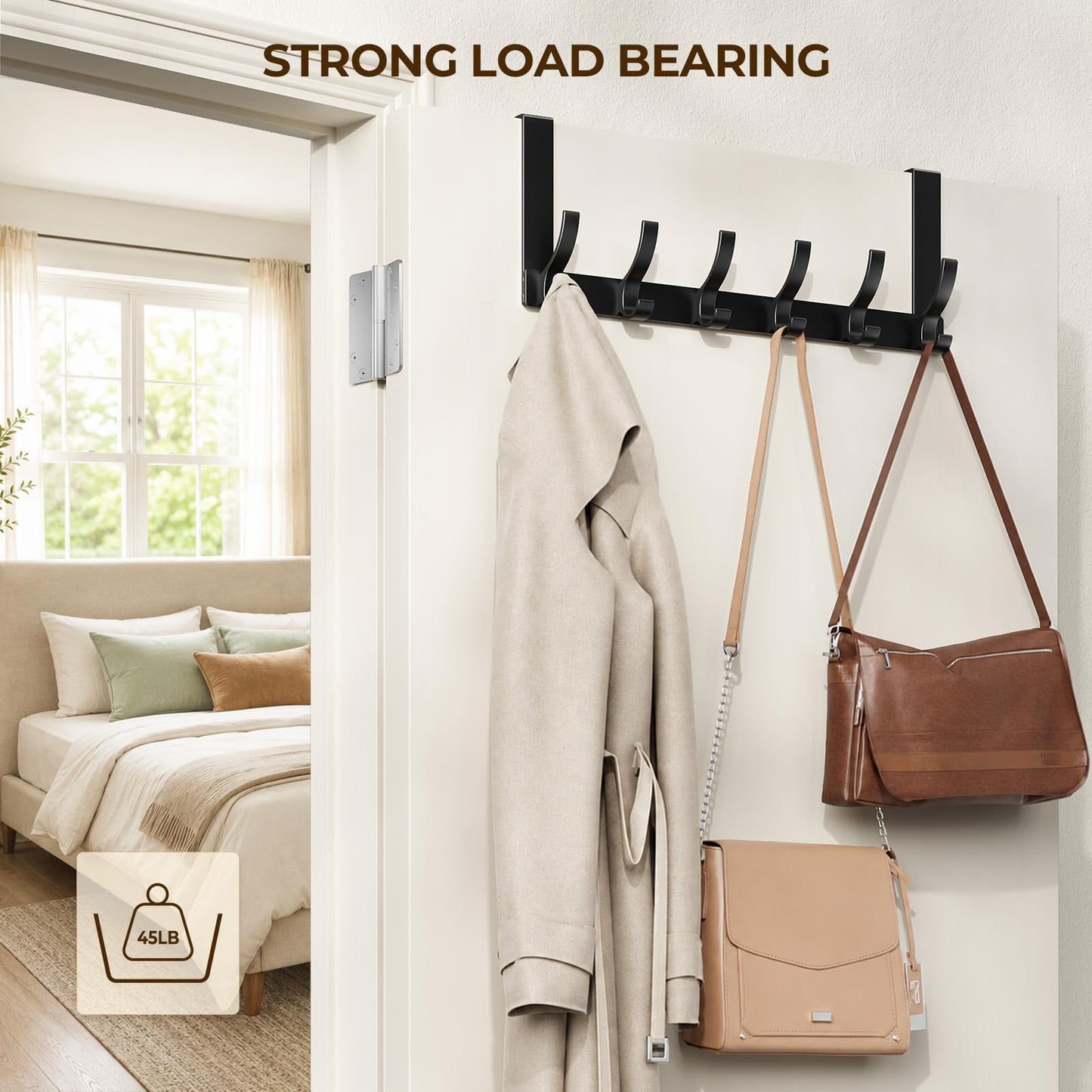 Optish Over The Door Hooks, Door Hanger Hooks for Hanging, Towel Racks for Bathroom with 12 Coat