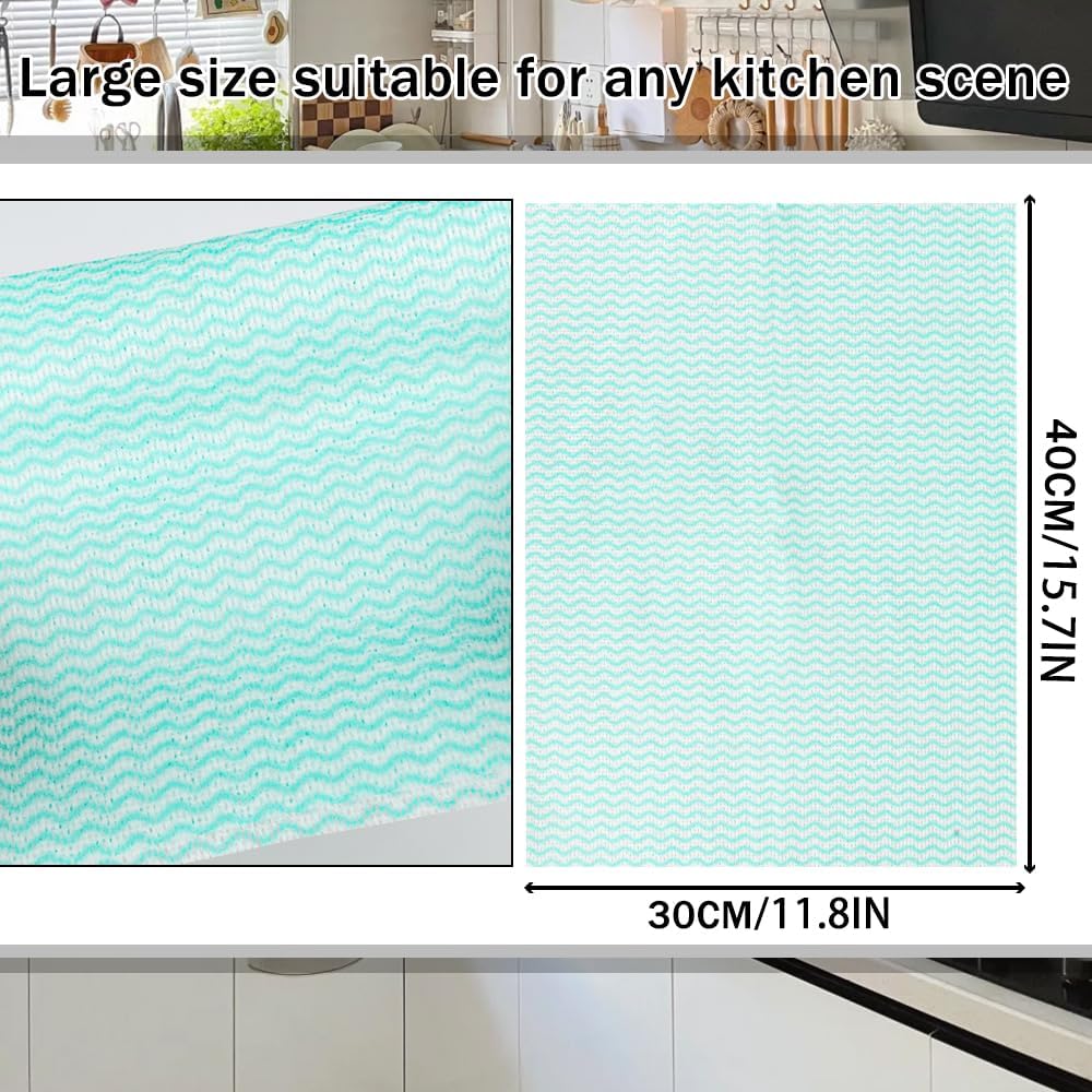 100 Count Disposable Cleaning Towels and Dish Cloths,Super Absorbent Dishcloths,Multi-Surface Cleaning Wipes for Kitchen Dishes, Windows, Bathroom (Green)