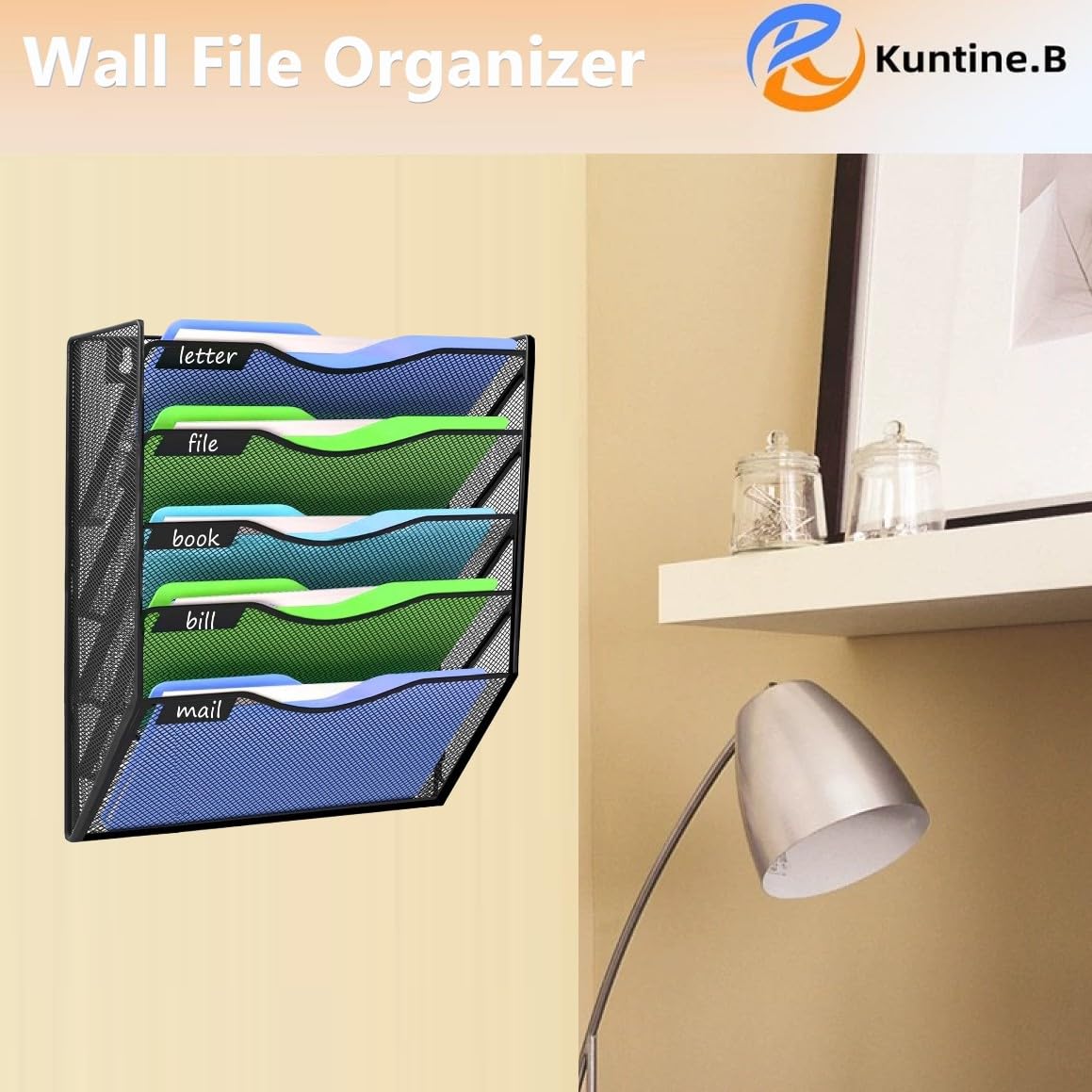 Kuntine.B Wall File Organizer Office Hanging Magazine Holder Wall File Organizer for Office Home