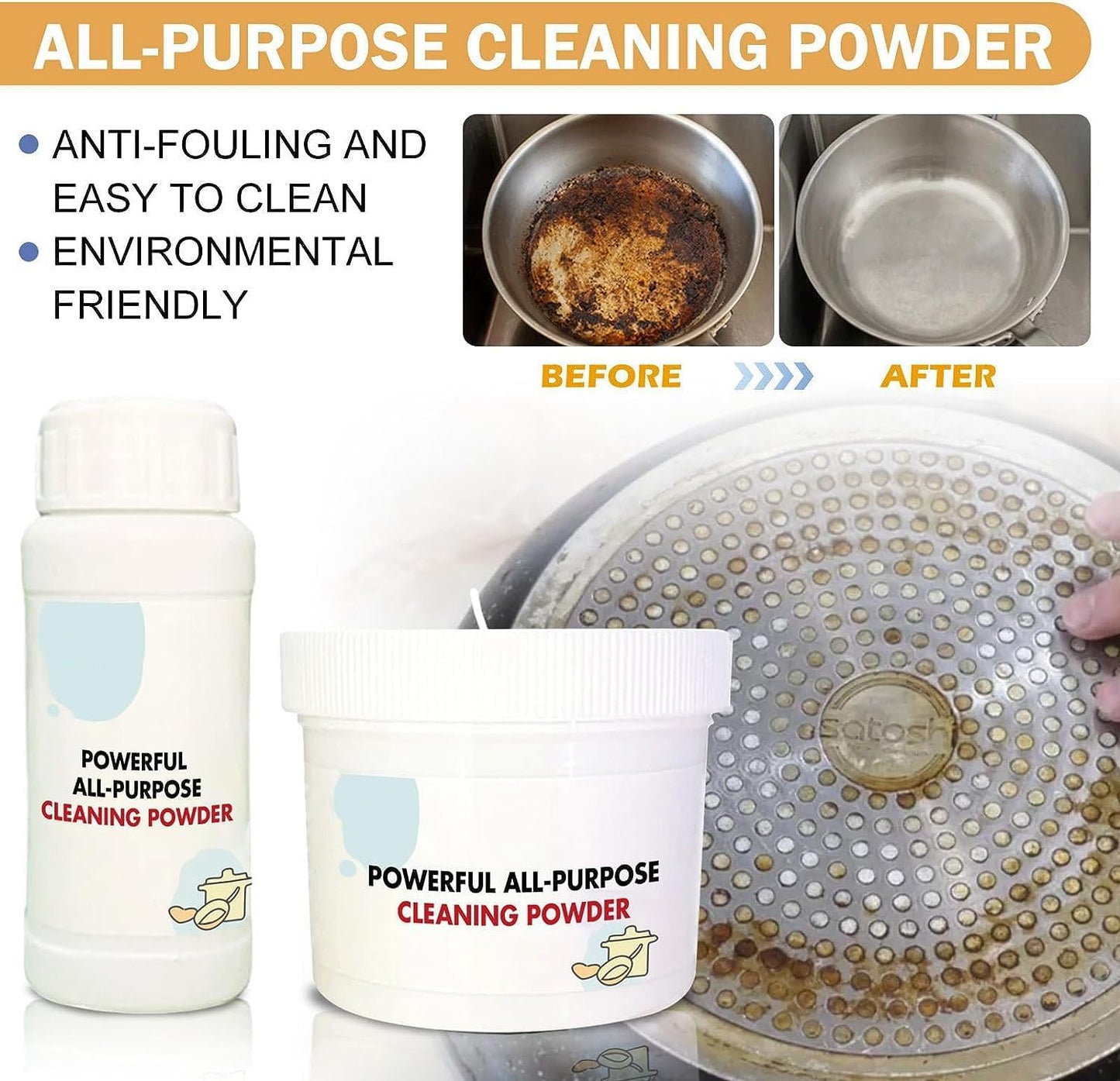 Kitchen Foam Rust Remover, Instant Cleaning Powder, Multi-Purpose Cleaner Remover All-Purpose Powder