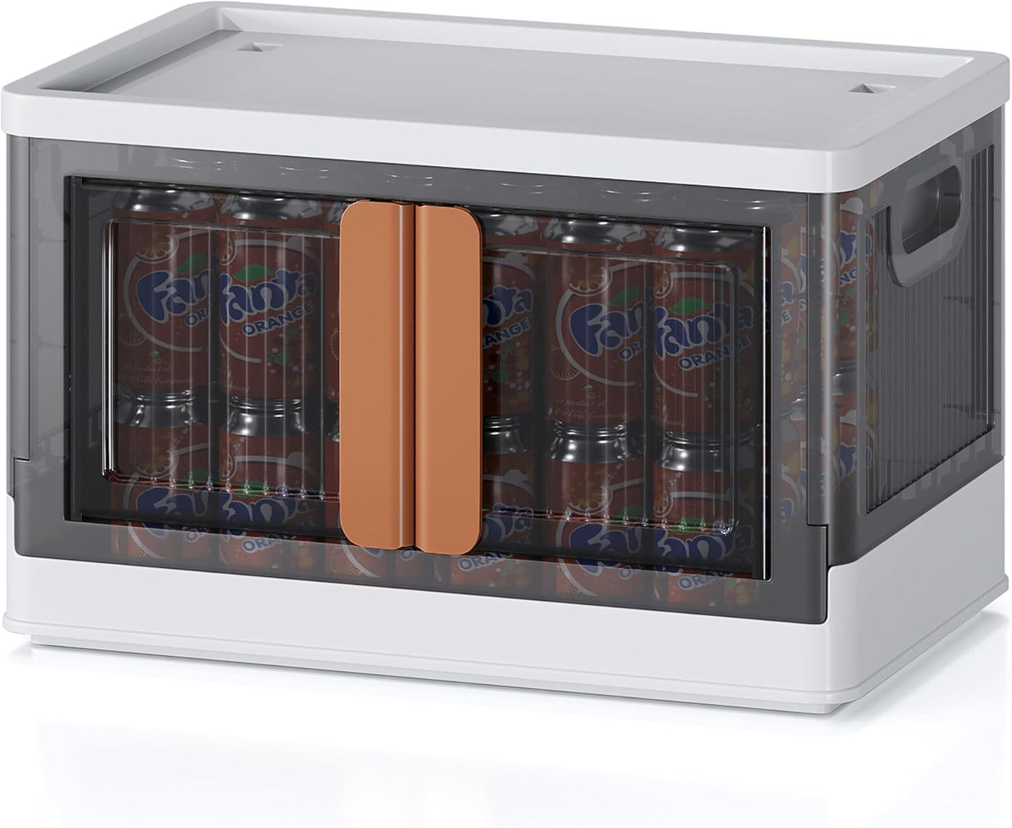 8.4Gal Collapsible Storage Bins with Lids & Wheels - 1 Pack Stackable with Doors, Heavy-Duty Plastic Containers for Home/Office, White