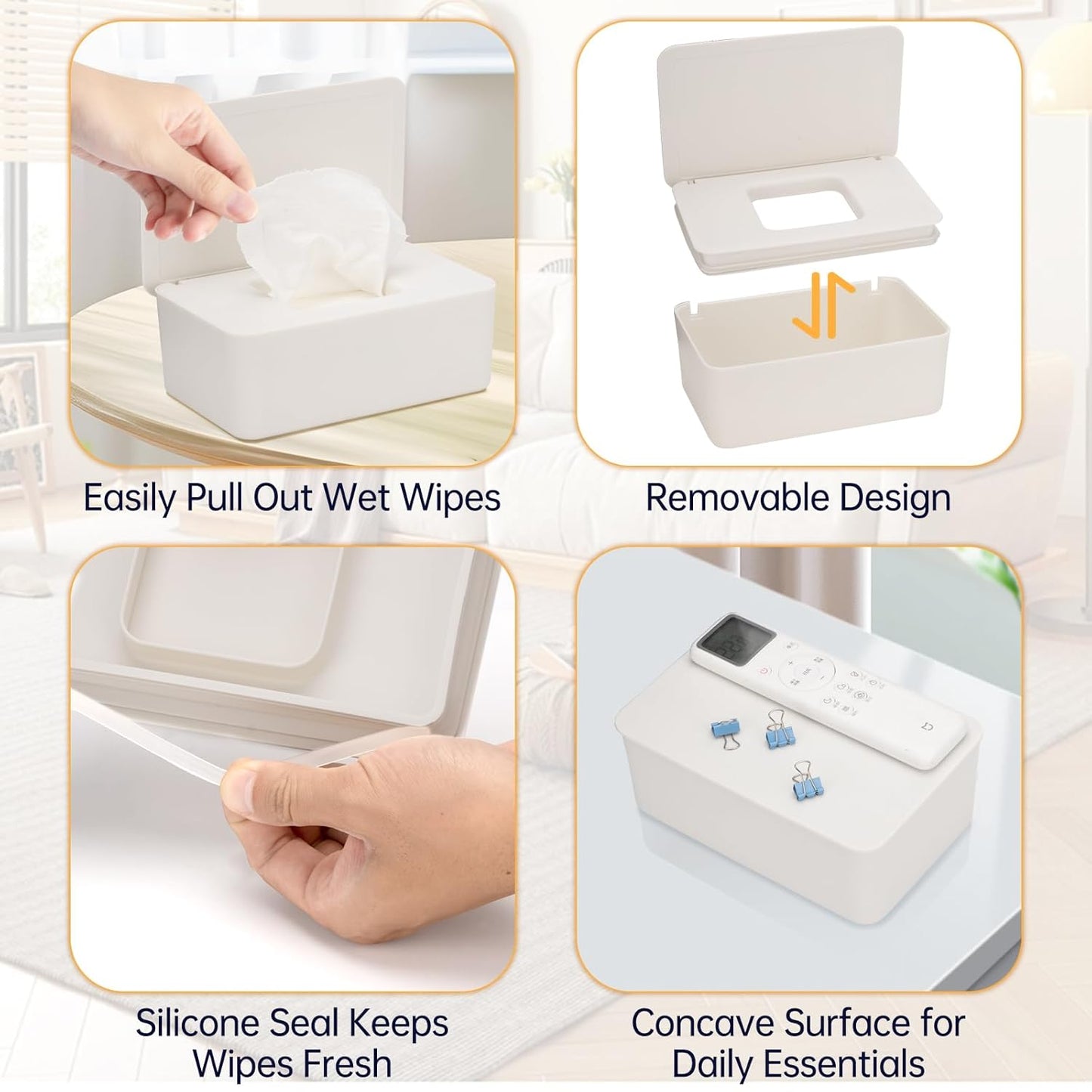 Wipes Dispenser Compatible with Cottonelle Wet Wipes Refill Pack, Refillable Wipes Container, Reusable Wipe Holder with Non-Slip Base, Easy Open Sealed Lid, Keeps Wipes Clean, for Home, Office, Car