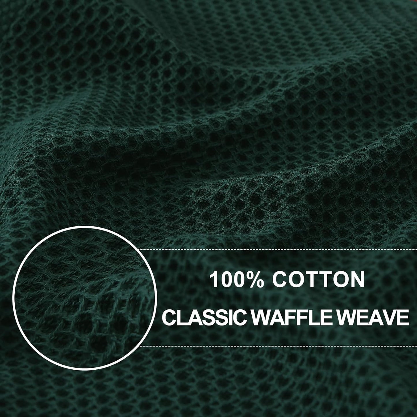 Homaxy 100% Cotton Waffle Weave Kitchen Dish Cloths, Ultra Soft Absorbent Quick Drying Dish Towels, 12 x 12 Inches, 6-Pack, Blackish Green