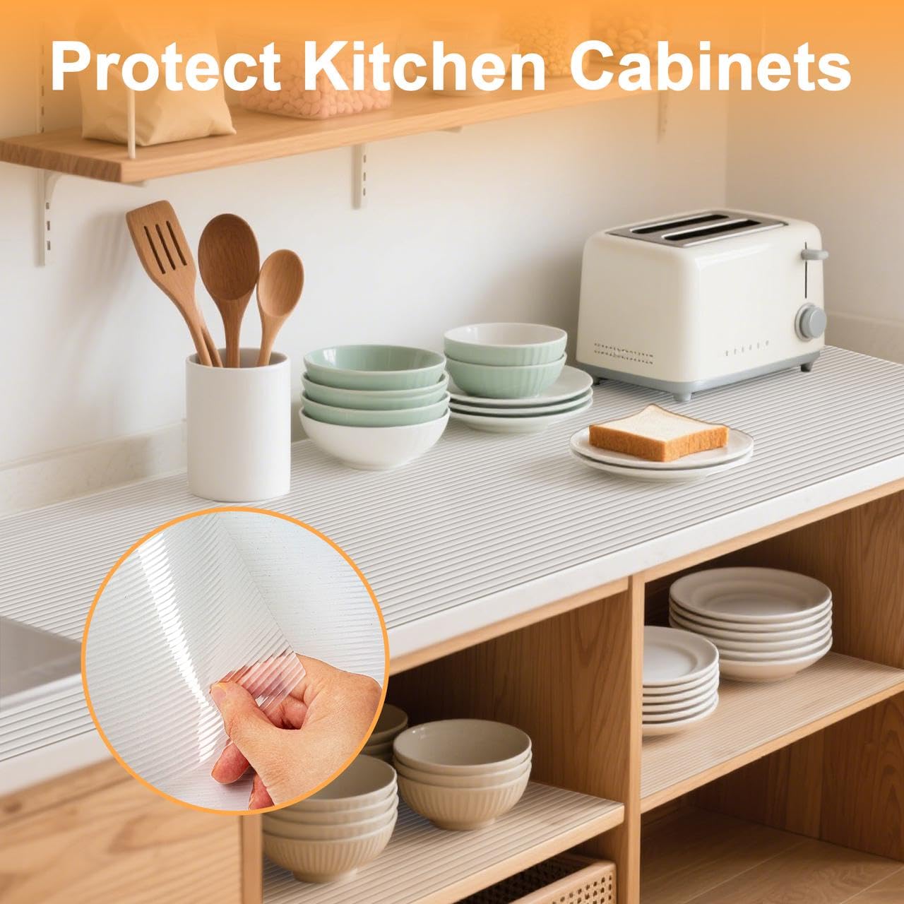 FEXIA Shelf Liner for Kitchen 12IN x 20FT Cabinet Drawer, Fridge Liner
