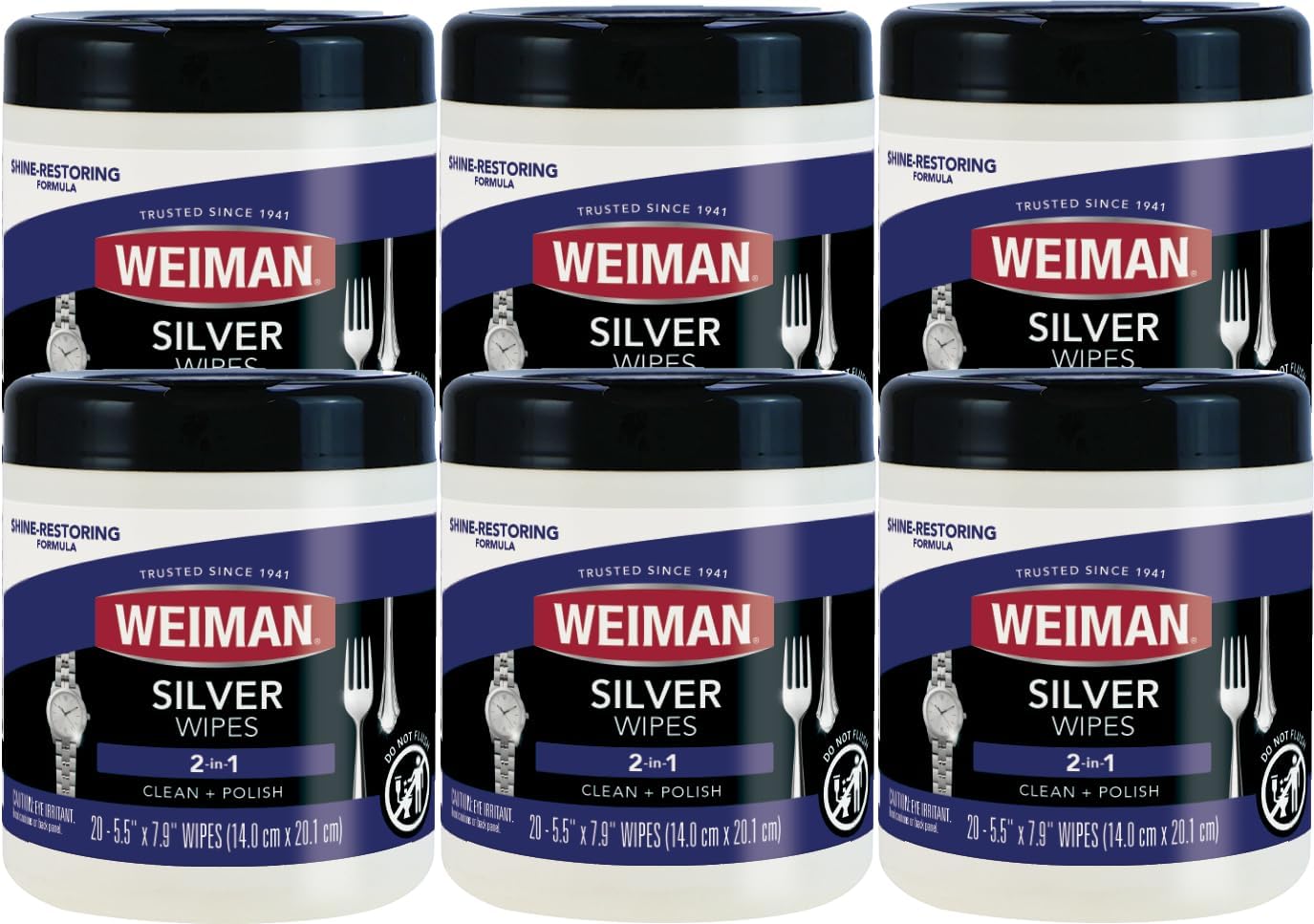 Weiman Silver Wipes - Jewelry Wipes 6 Pack - Cleaner and Polisher for Silver Jewelry Sterling Silver