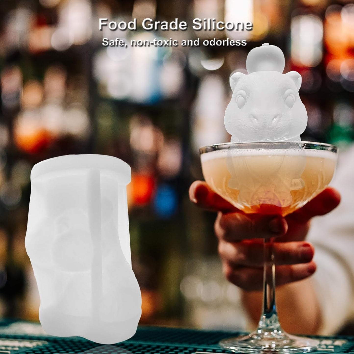 3D Capybara Ice Cube Silicone Molds Tray for Whiskey, Cocktail, Drink Decor, Bar; Rich Details. Cute Gifts for Women Kids Girls Boys, Fun Animal Shape Soap Epoxy Resign Mold; 2 Pack