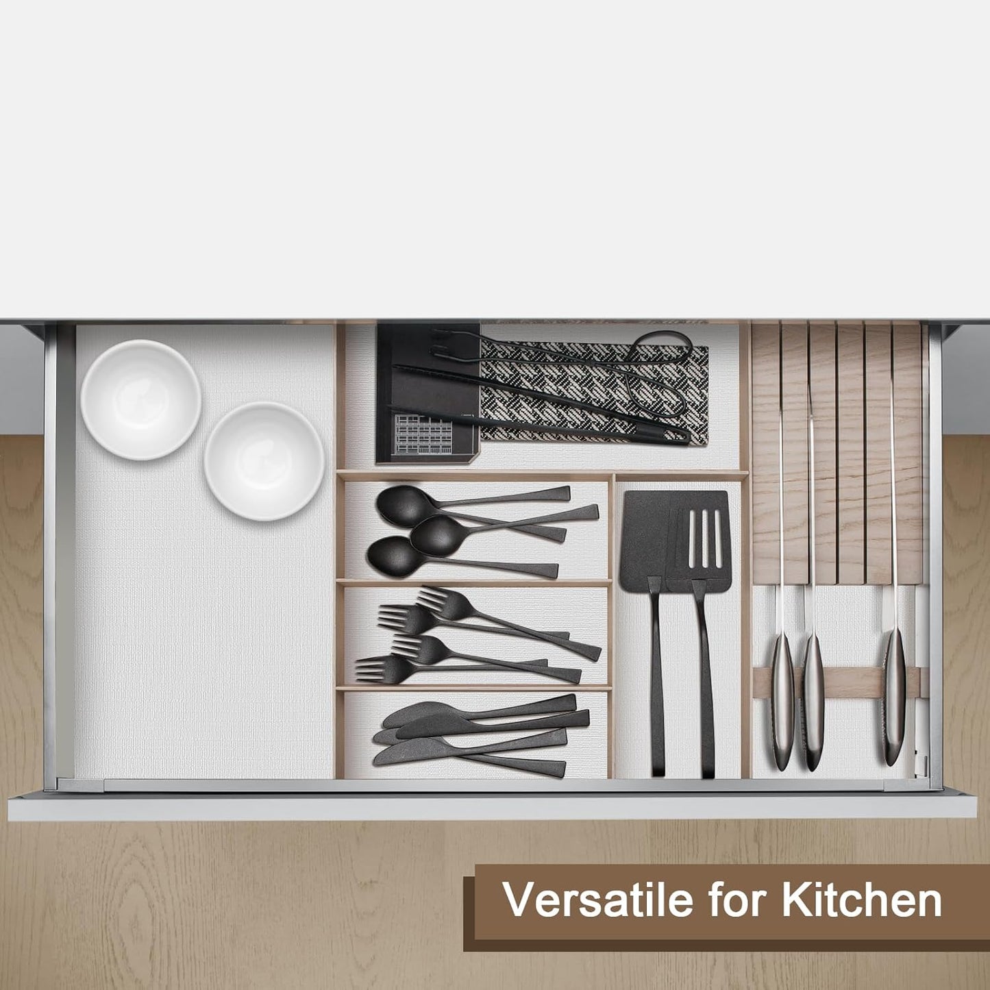 OcePor Non-Adhesive Drawer and Shelf Liner 12IN x 20FT, Non Slip Cabinet and Cupboard Liner, Kitchen Cabinet Liners for Shelves,Waterproof Drawer Shelf Liners for Cabinets/Bathroom Cupboard, White