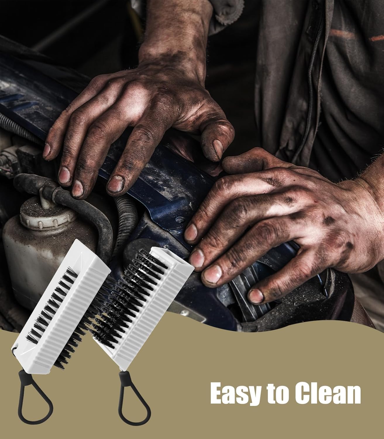 Nail Brush for Cleaning Fingernails, 2Pack Heavy Duty Nail Brushes Remove Dirt and Paint Fingernail Brush Deep Cleaning Mechanical Nail Scrub Brush Two-Sided with Hanging Rope (White)