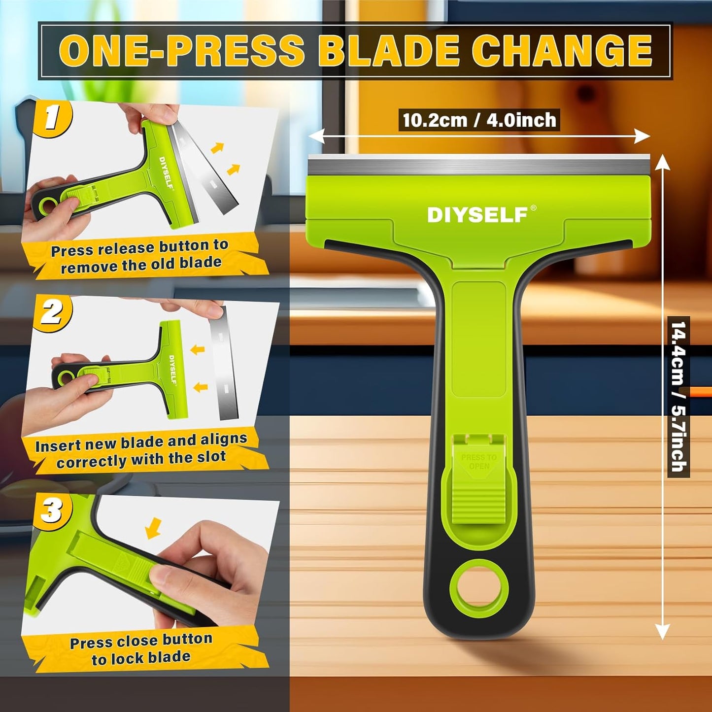 DIYSELF 1 Pack Razor Blade Scraper with 10 Extra Razor Blades, Scraper Tool, Glass Scraper for Cleaning, Glass Stove Top Scraper, Window Scraper, Paint, Cooktop, Oven Scraper, Razor Scraper Tool