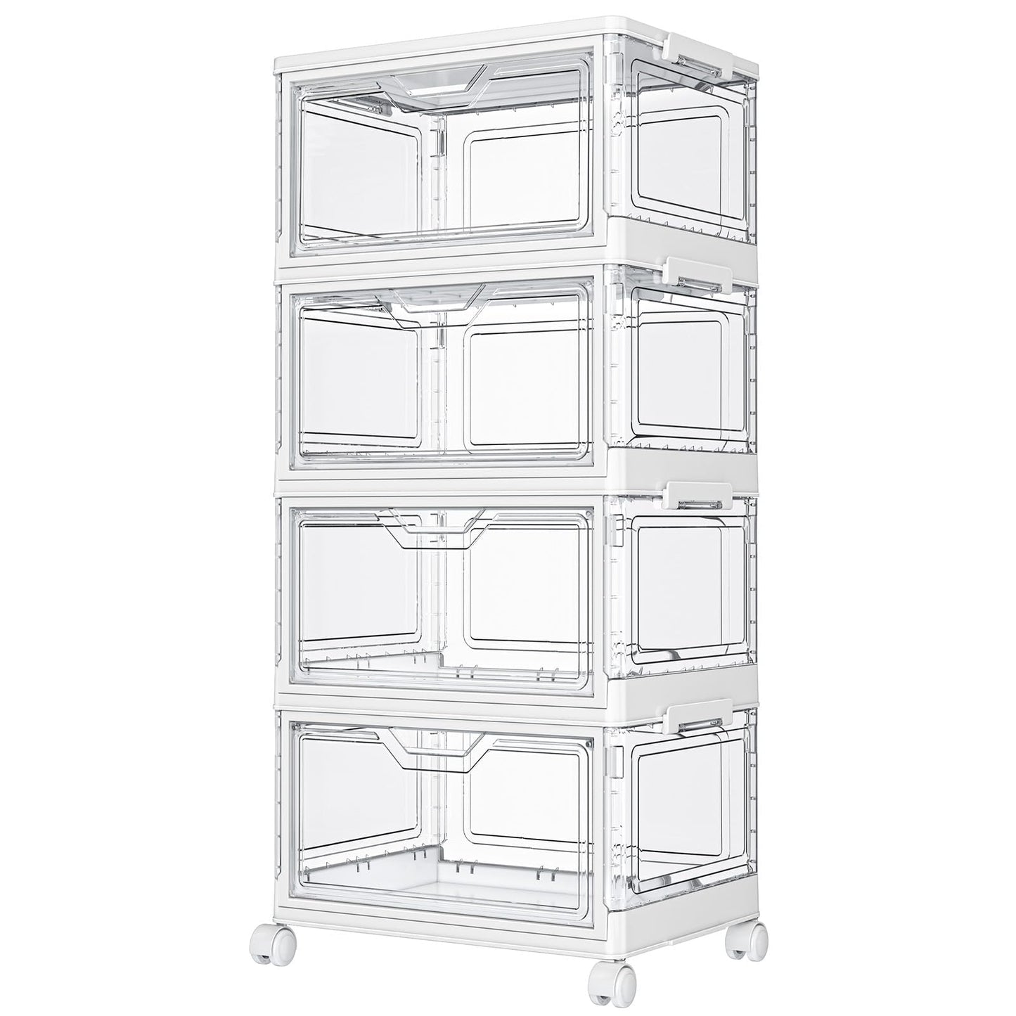 Kmiectse Clear Storage Bins with Lids - 4 Tier 23qt Plastic Stackable Bins