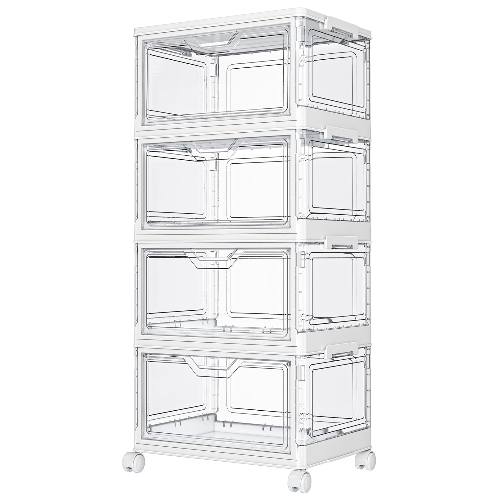 Kmiectse Clear Storage Bins with Lids - 4 Tier 23qt Plastic Stackable Bins