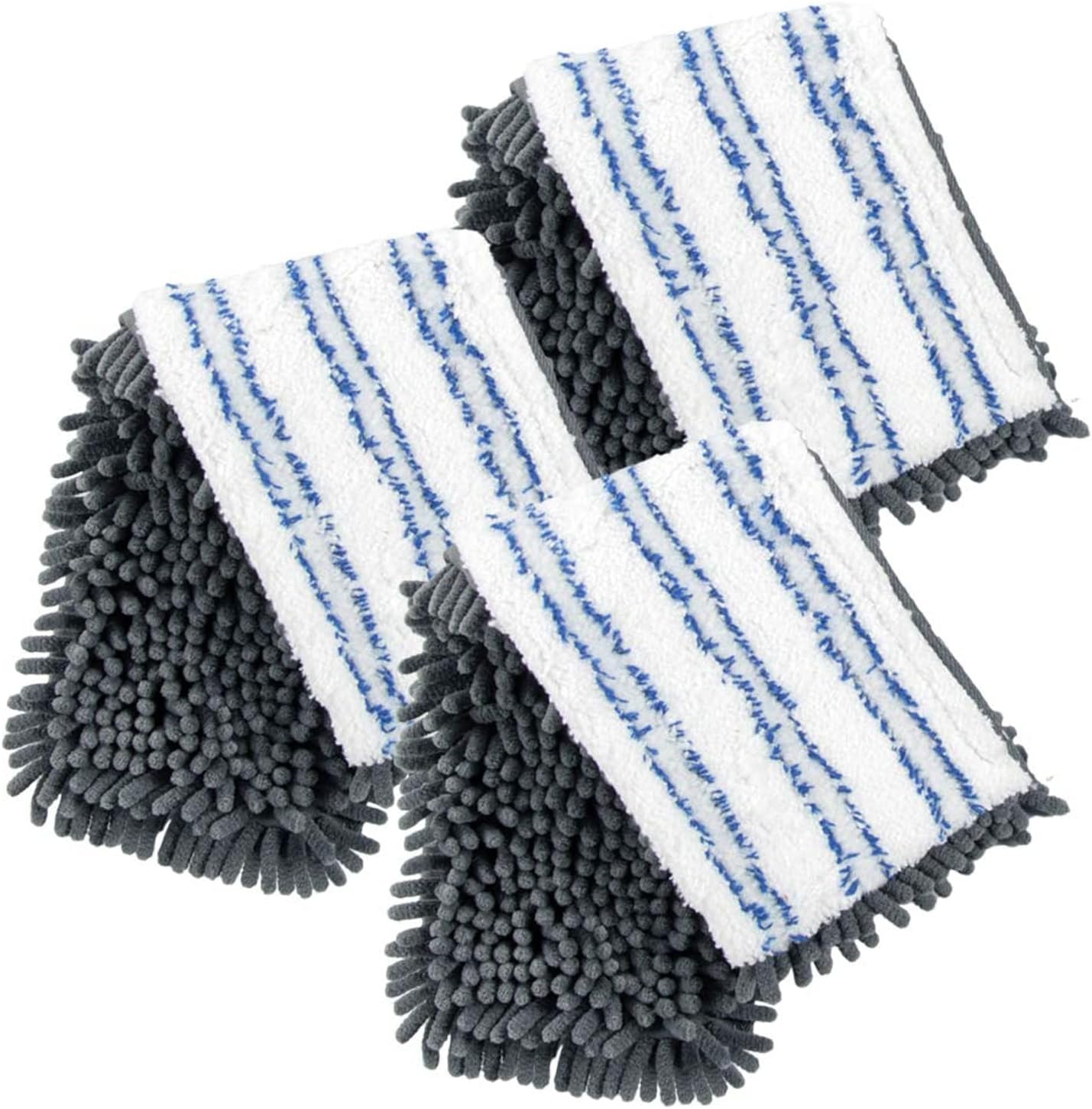 Masthome 3 Pack Microfiber Flip Mop Refills, Dua-Action Microfiber Mop Replacement Pads, Compatible with ASIN B076HPLH1T, Dry & Wet Use, Machine Washable, Double Sided Mop Pads for Floor Cleaning