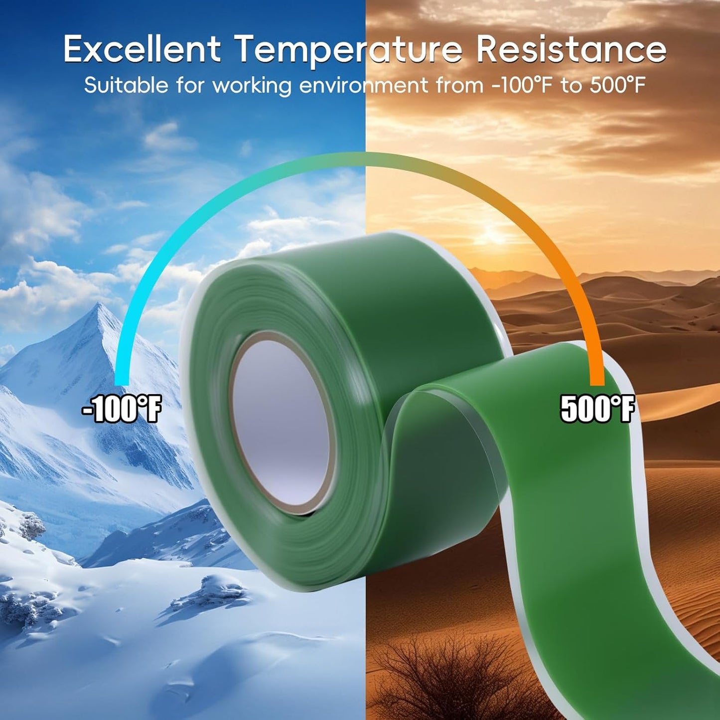 Self Fusing Silicone Tape 4 Rolls 1 in x 10' Green Waterproof Rescue Tape Rubber Leak Silicone Self-amalgamating Tape for Plumbing, Sealing Pipes, Hose Repair, Outdoor Coax and Tool Fixation