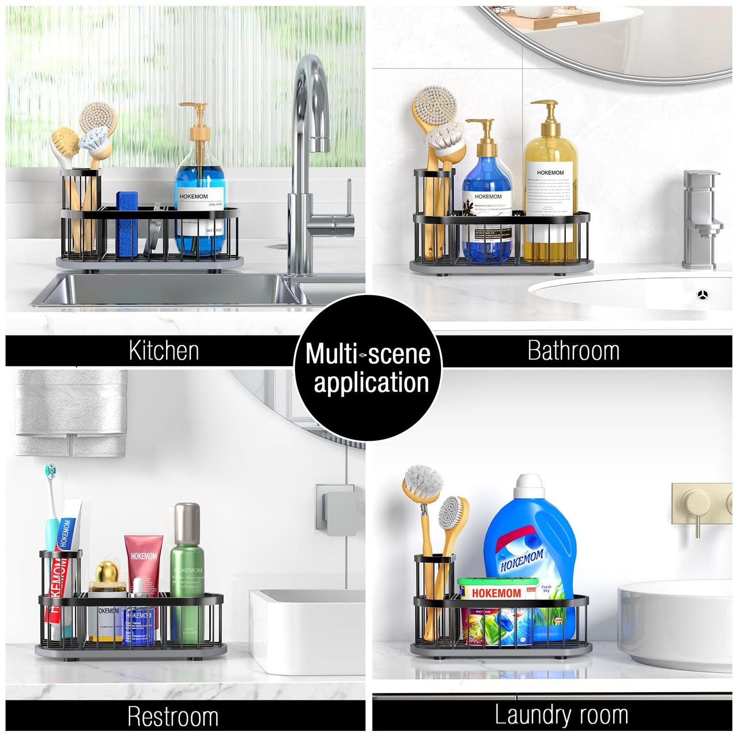Sink Caddy Kitchen Sink Organizer, Sponge & Brush Holder, Stone Drying Mat