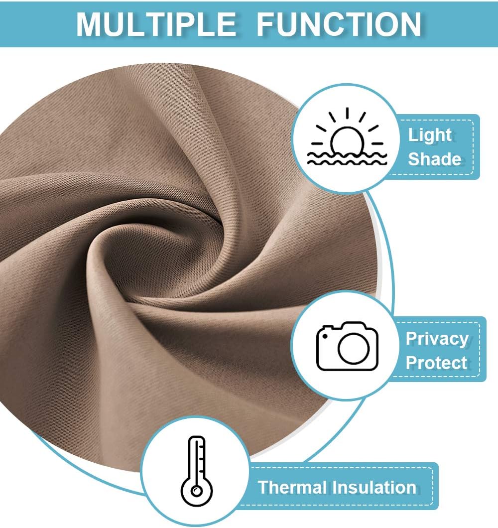 RYB HOME Long Curtains Light Blocking Drapes Window Treatment Panels Room Darkening Shades Blinds Sunlight UV Protection for Coffee Bar Livingroom, Wide 42 inch x Long 72 inch, Mocha, 2 Pcs