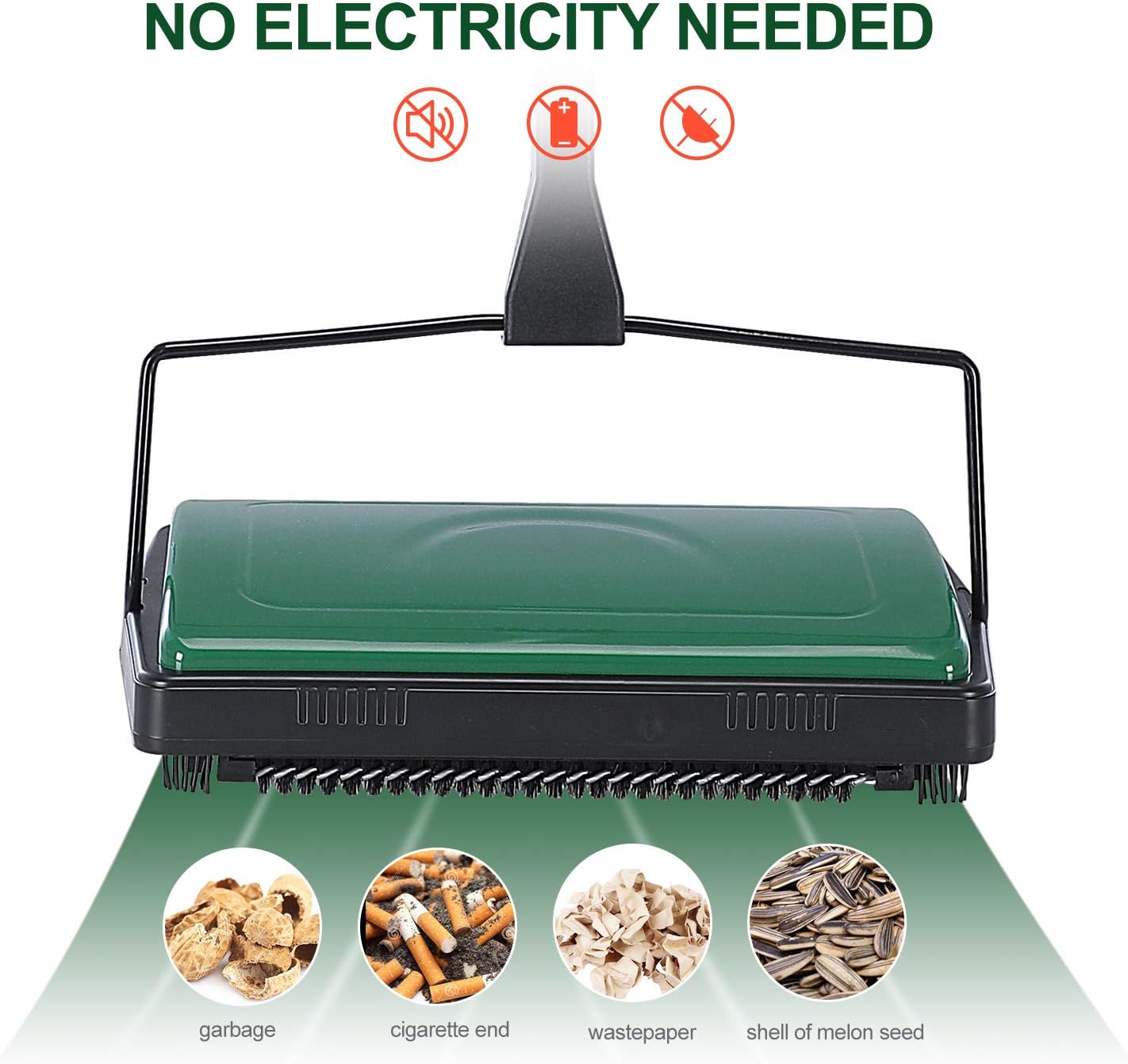 Yocada Carpet Sweeper Cleaner for Home Office Low Carpets Rugs Undercoat Carpets Pet Hair Dust Scraps Paper Small Rubbish Cleaning with a Brush Green