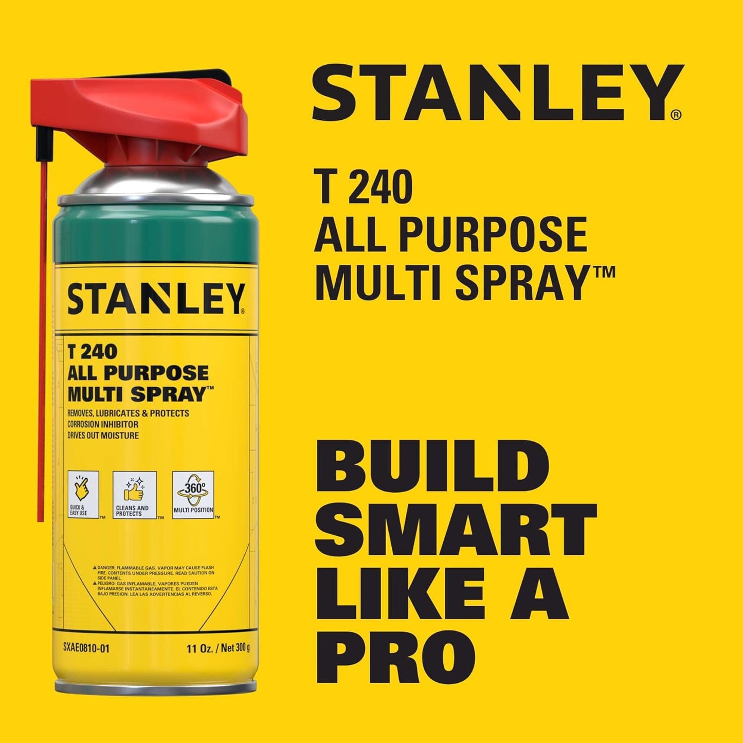 STANLEY T240 Corrosion Inhibitor Spray - Rust Remover&Cleaner Aerosol - Versatile Rust Prevention Spray for Garage, RV, Woodworking, Power Tools - 11 Oz, 12 Pack