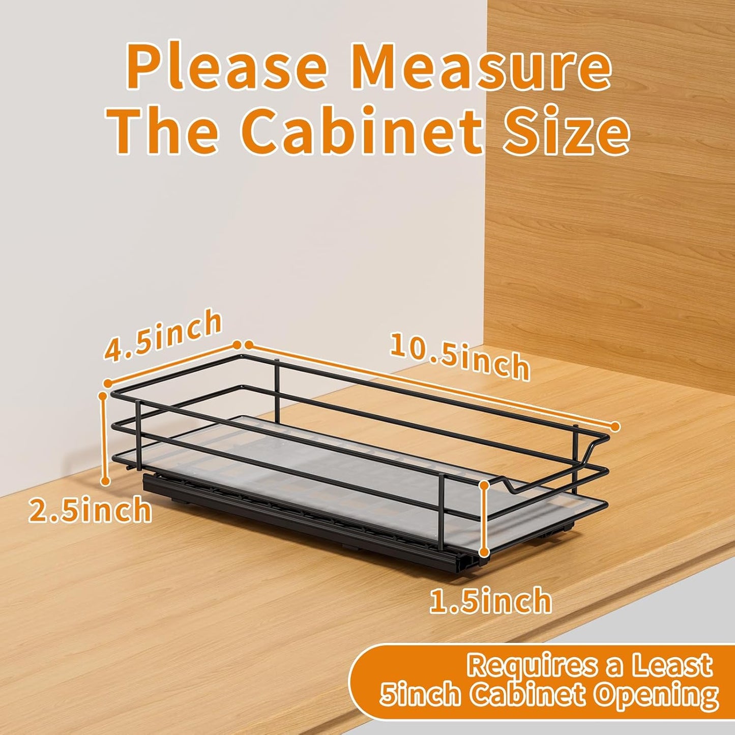 RCHYFEED Pull Out Spice Rack Organizer for Cabinet,Slide out Spice Organizer for Inside Cabinets,Heavy Duty Spice Organization for Kitchen and Pantry,Seasoning,Sauces(1-Tier,4.5" Wx10.5 Dx2.5 H)