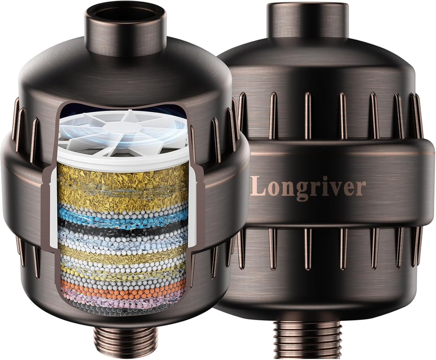 R7 Shower Filter High Put Shower Water Filter for Hard Water 99.99% Remove Chlorine, Shower Water Softener, Improve your skin and hair, Bathroom Fixture Hardware Parts, Oil Rubbed Bronze, 2 Pack