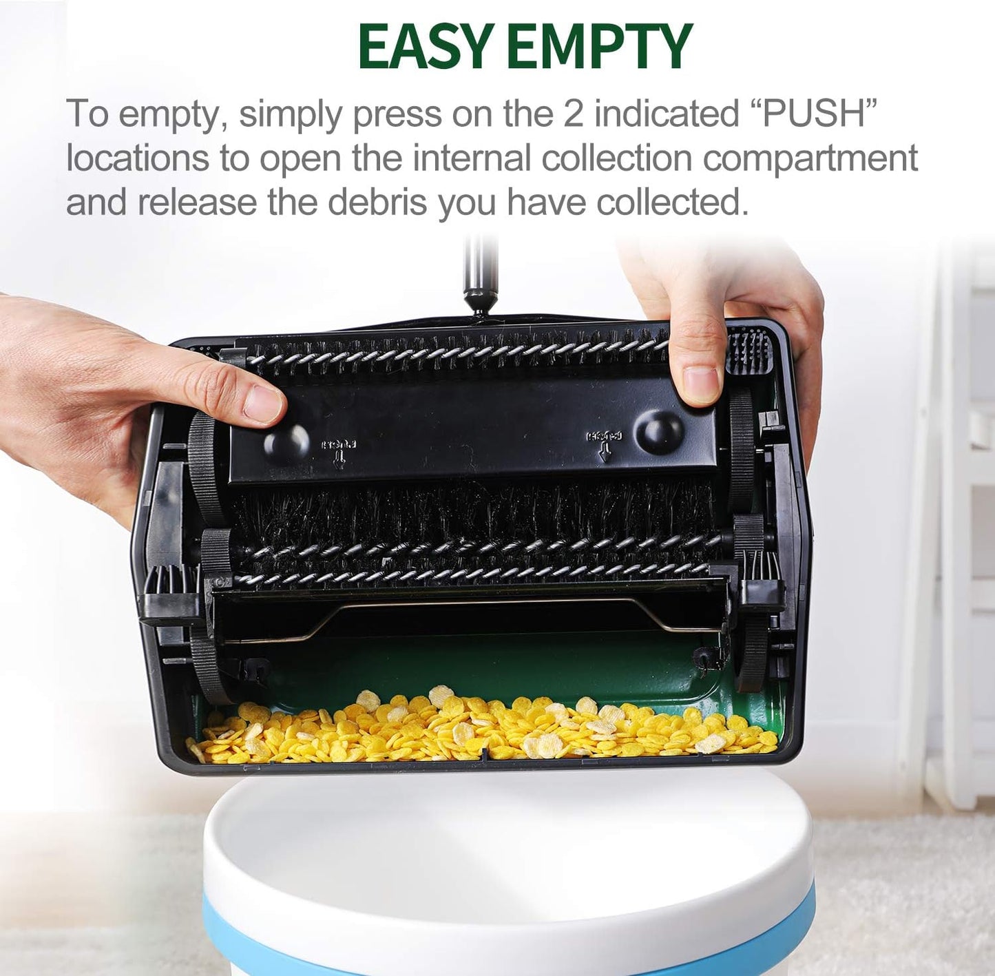 Yocada Carpet Sweeper Cleaner for Home Office Low Carpets Rugs Undercoat Carpets Pet Hair Dust Scraps Paper Small Rubbish Cleaning with a Brush Green