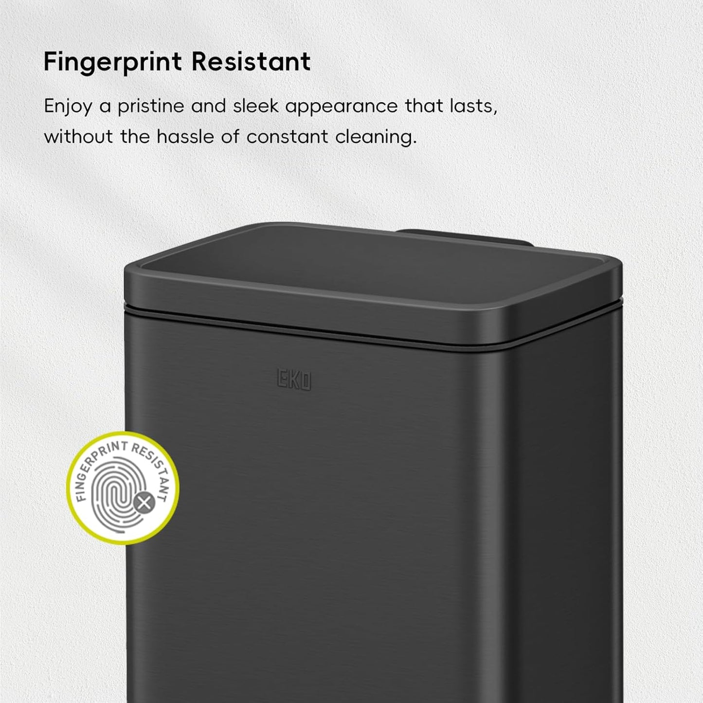 EKO Madison Matte Black 12L / 3.2 Gal Bathroom Trash Can with Lid and Removable Inner Basket, Rectangular Small Step Trash Can