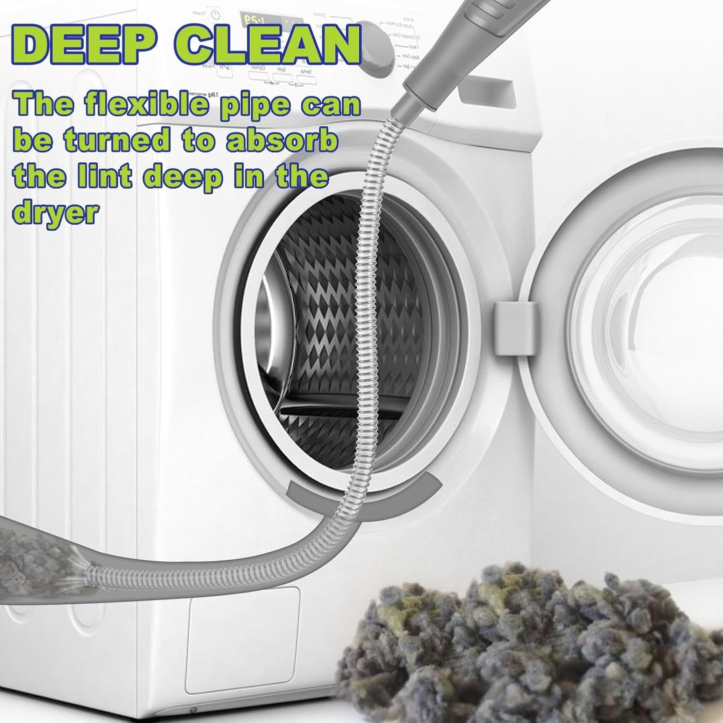 Sealegend Dryer Vent Cleaner Kit Dryer Lint Vacuum Attachment Lint Remover,Dryer Vent Vacuum Hose With Brush (Grey)