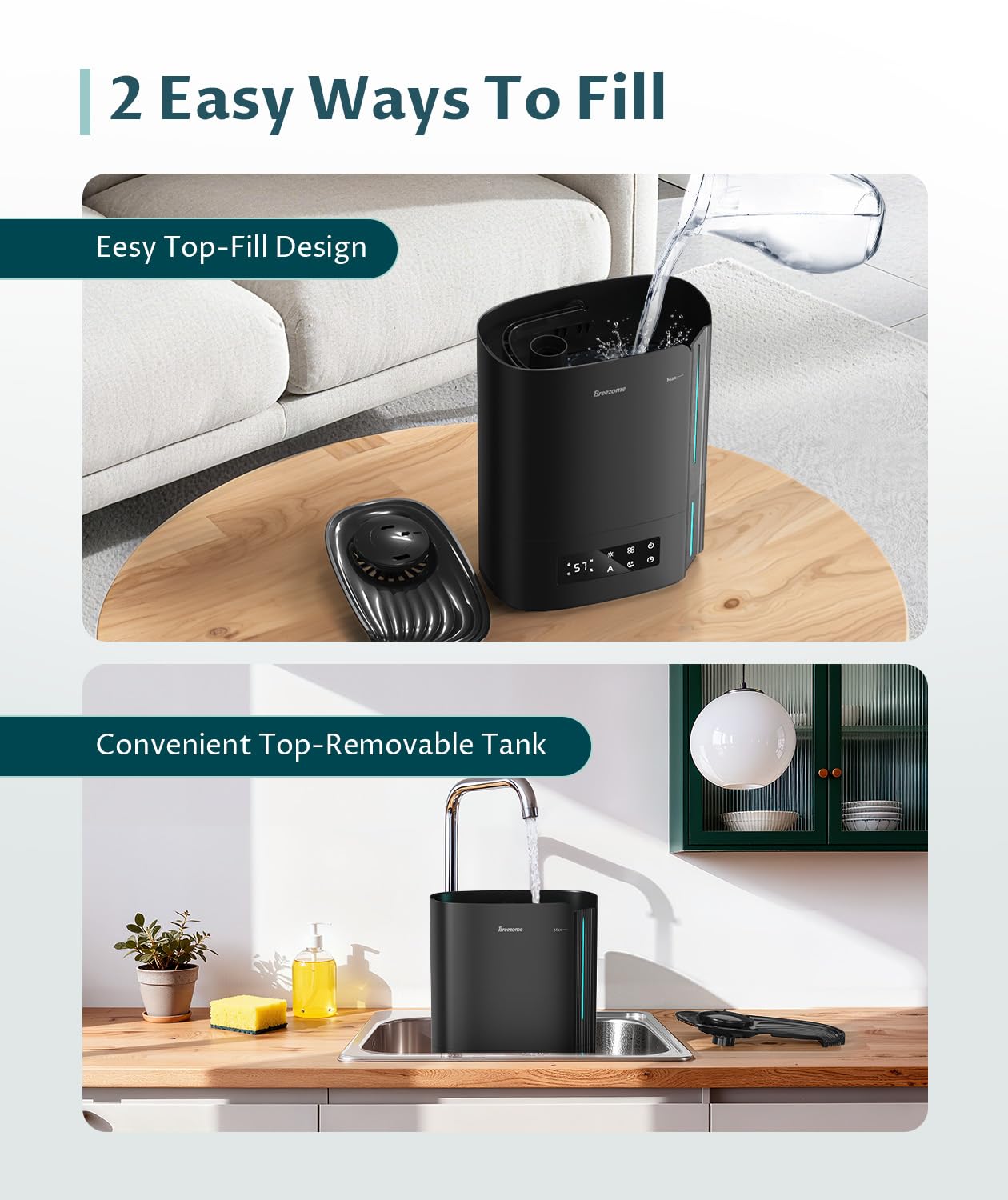 BREEZOME 6L Humidifier for Bedroom Large Room Smart Humidistat Control