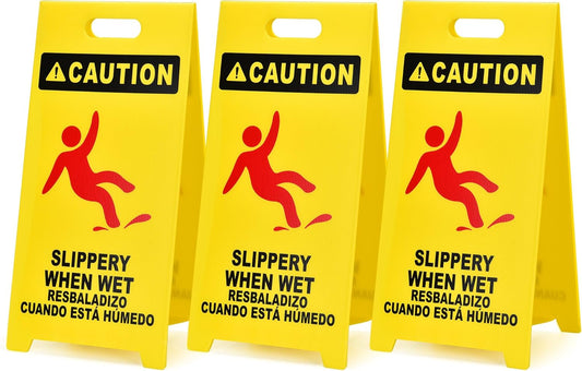 MATTHEW CLEANING 25'' Industrial Wet Floor Sign 3 Pack 2-Sided Durable Corrugated Plastic Birght