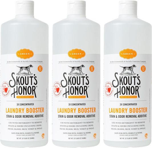 Skout's Honor Laundry Booster Stain & Odor Removal Additive - Plant-Powered Formula for Pet Bedding, Clothing, and Washable Pee Pads - Eco-Friendly & Cruelty-Free, 32 oz - 3 Pack