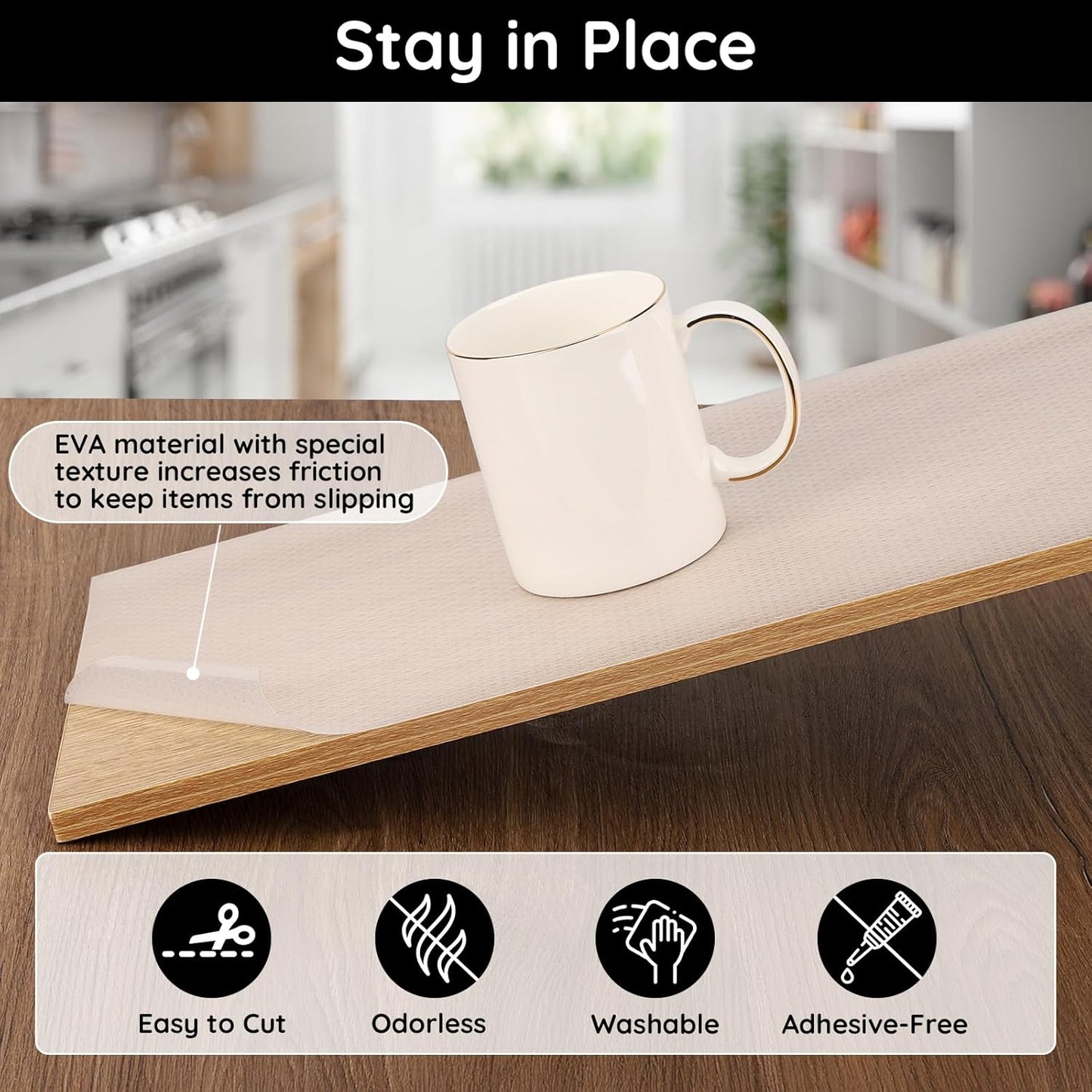 Kitchen Cabinet Liner, 11.8" W x 39" L x 0.03" T, Drawer Liners for Dresser, Non-Adhesive & Non Slip for Home and Kitchen Shelf, Drawer, Cabinet, Refrigerator, Dresser, Cupboard, RV (Polka Dot)