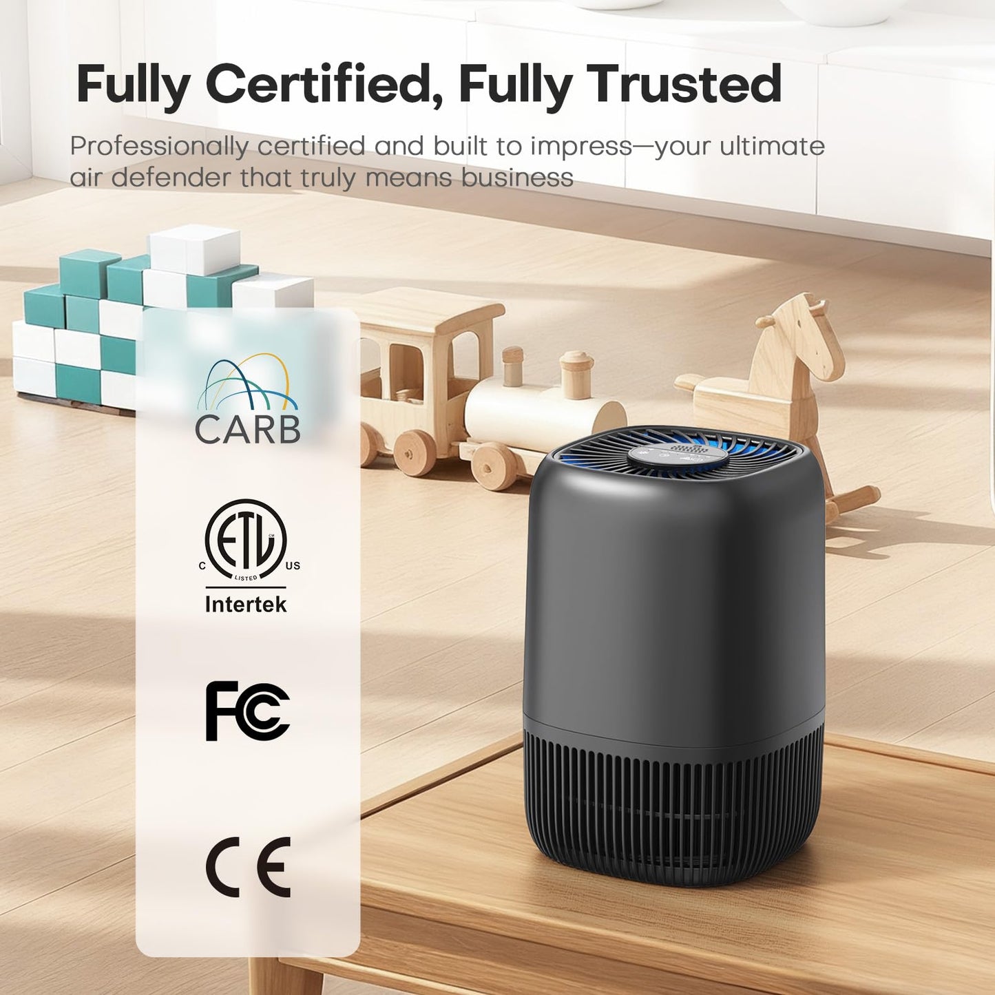 VOOPNU Air Purifiers for Bedroom, High Efficiency Filter, 1076 Ft², Black