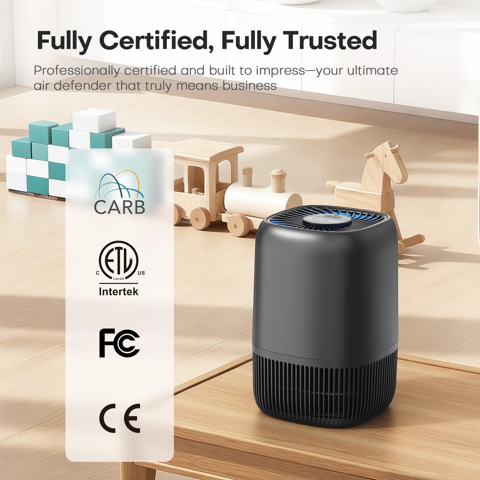 VOOPNU Air Purifiers for Bedroom, High Efficiency Filter, 1076 Ft², Black