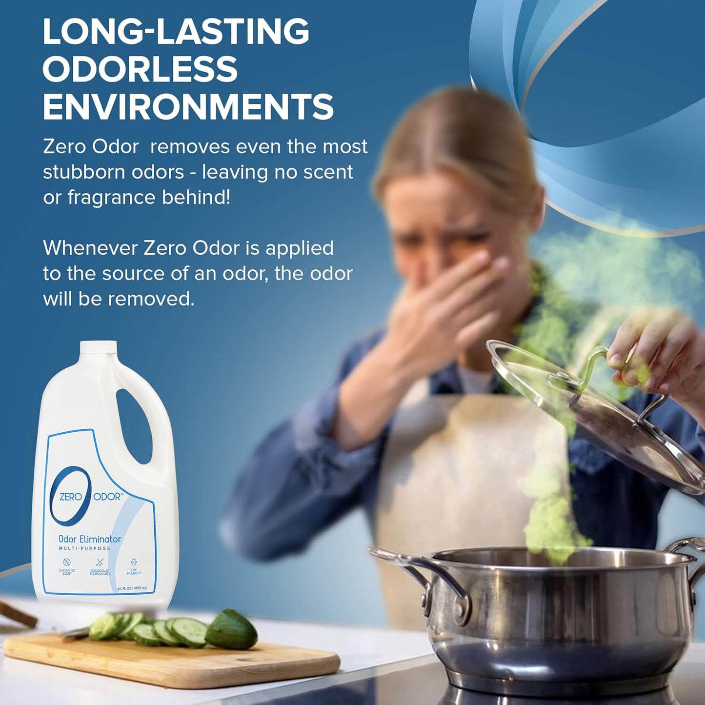 Zero Odor - Multi-Purpose Strong Odor Eliminator for Home, Office, Car, Bathroom, Hotel, Room Deodorizer, and Odor Neutralizer, 64oz Refill