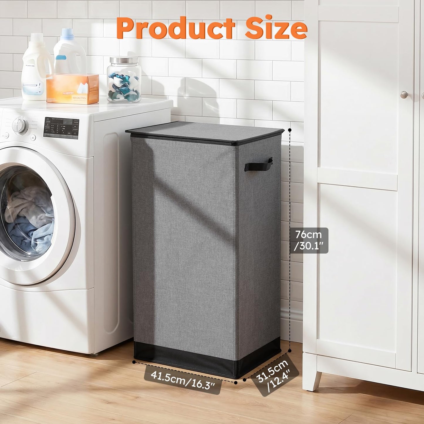 SOLEDI Laundry Hamper with Lid 100L Large & Tall Collapsible Laundry Basket, Clothes Hamper with