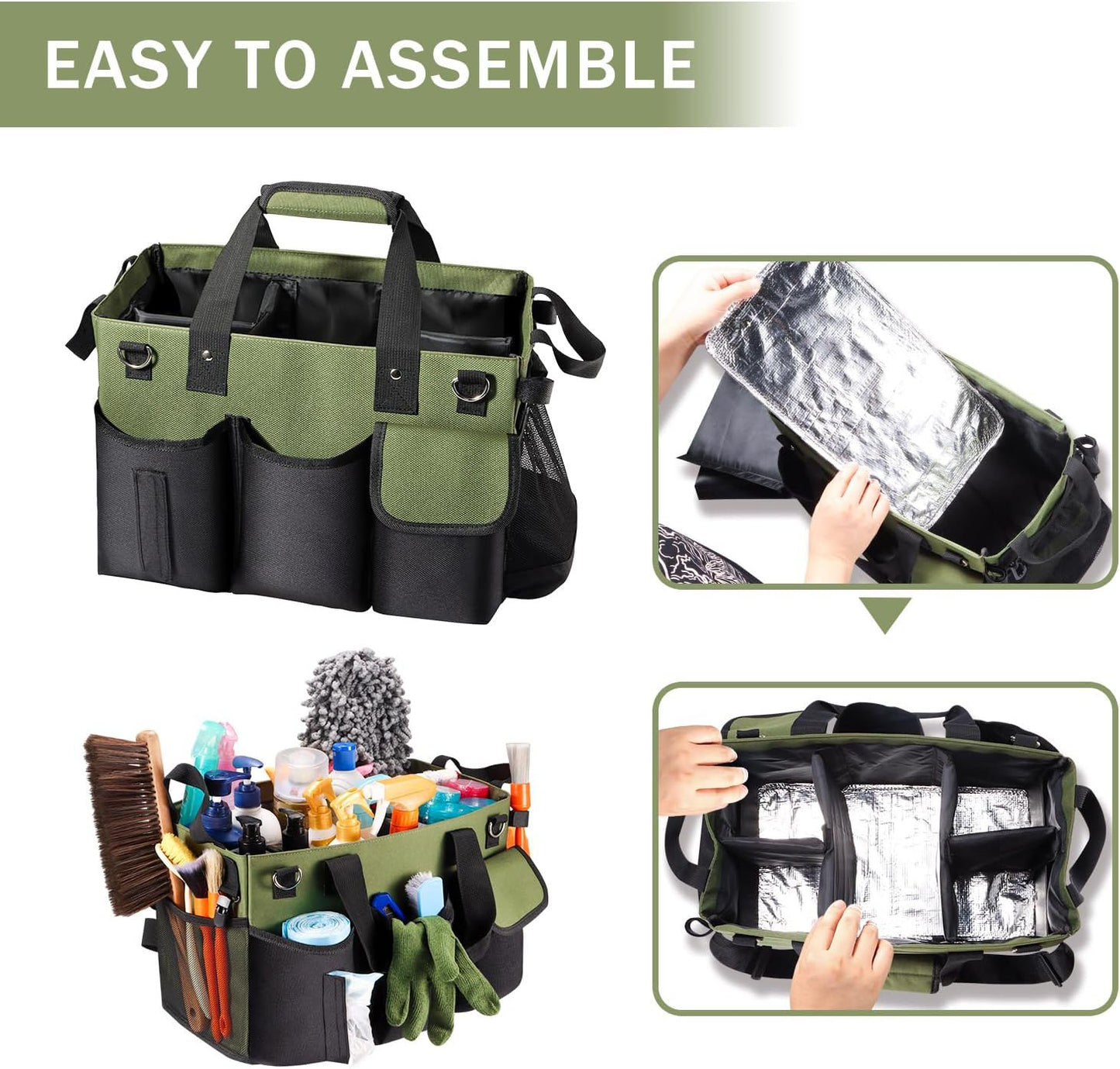 Viajero Wearable Cleaning Caddy Bag, Large Cleaning Supplies Organizer Housekeeping Supply Caddy Detailing Bag with Handle Shoulder Waist Straps for Tote Tools Products Housekeepers Car Home House