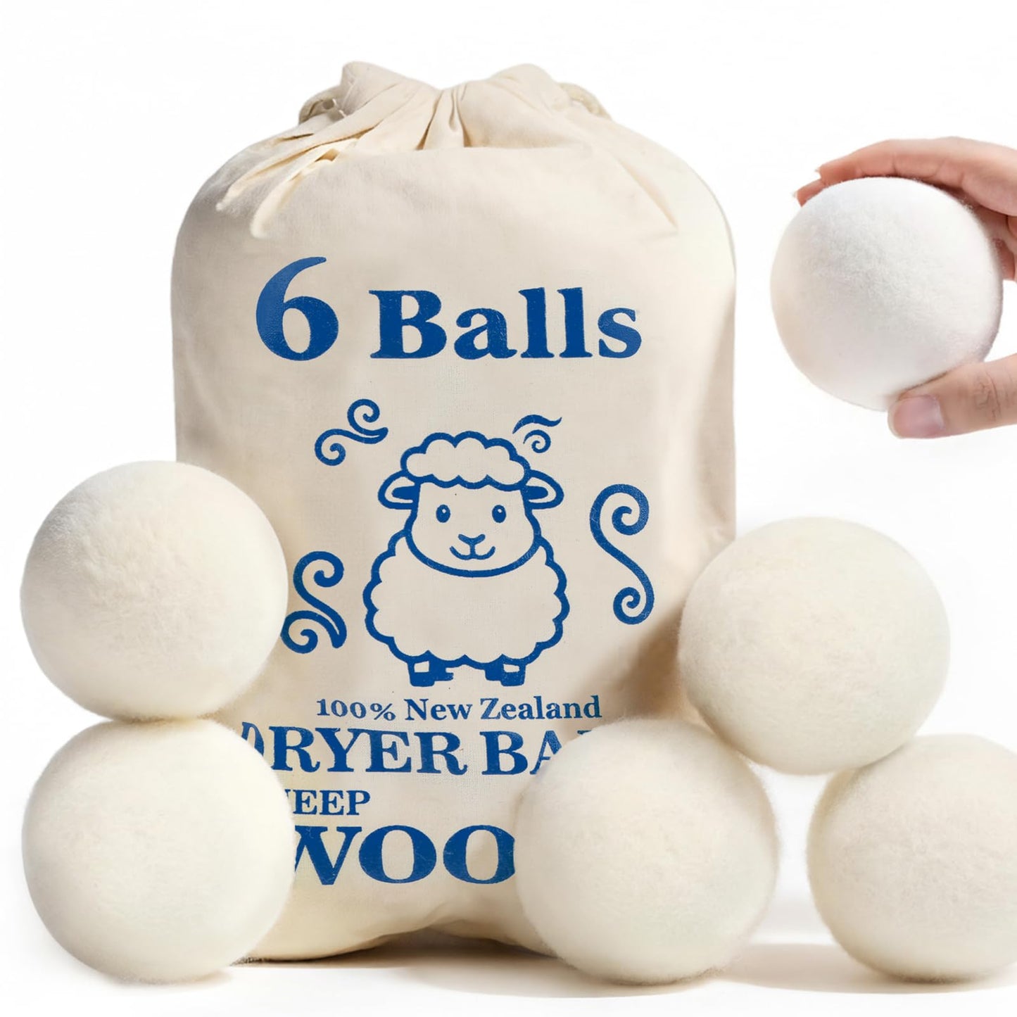 Wool Dryer Balls, New Zealand Dryer Balls Laundry Reusable Reduce Static Cling, Dryer Ball to
